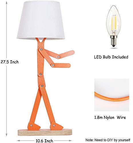 Modern Orange Floor Lamp & Kids Table Lamp - Adjustable Brightness for Living Room, Bedroom, and Nursery Decor