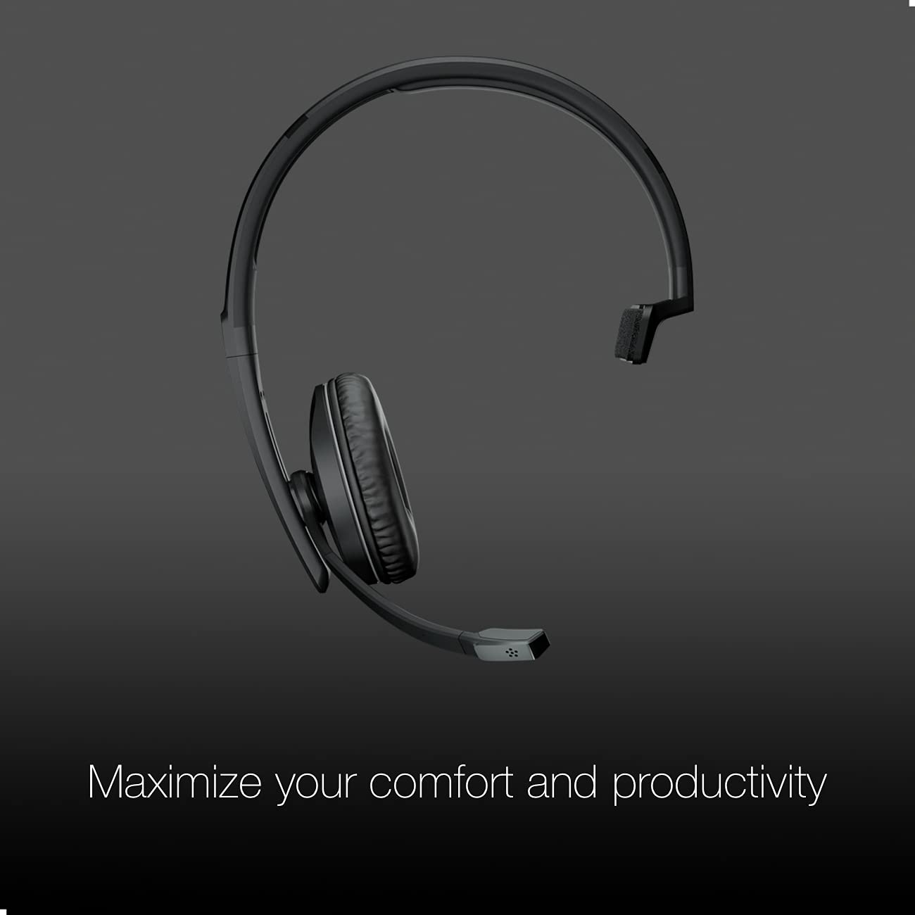 EPOS Sennheiser 231 Mono Bluetooth Headset with USB-C Dongle - UC & Teams Certified for PC, Mac, Smartphone - Compatible with Zoom, RingCentral, Desk Phones - Includes Microfiber Cloth for Office & Remote Work