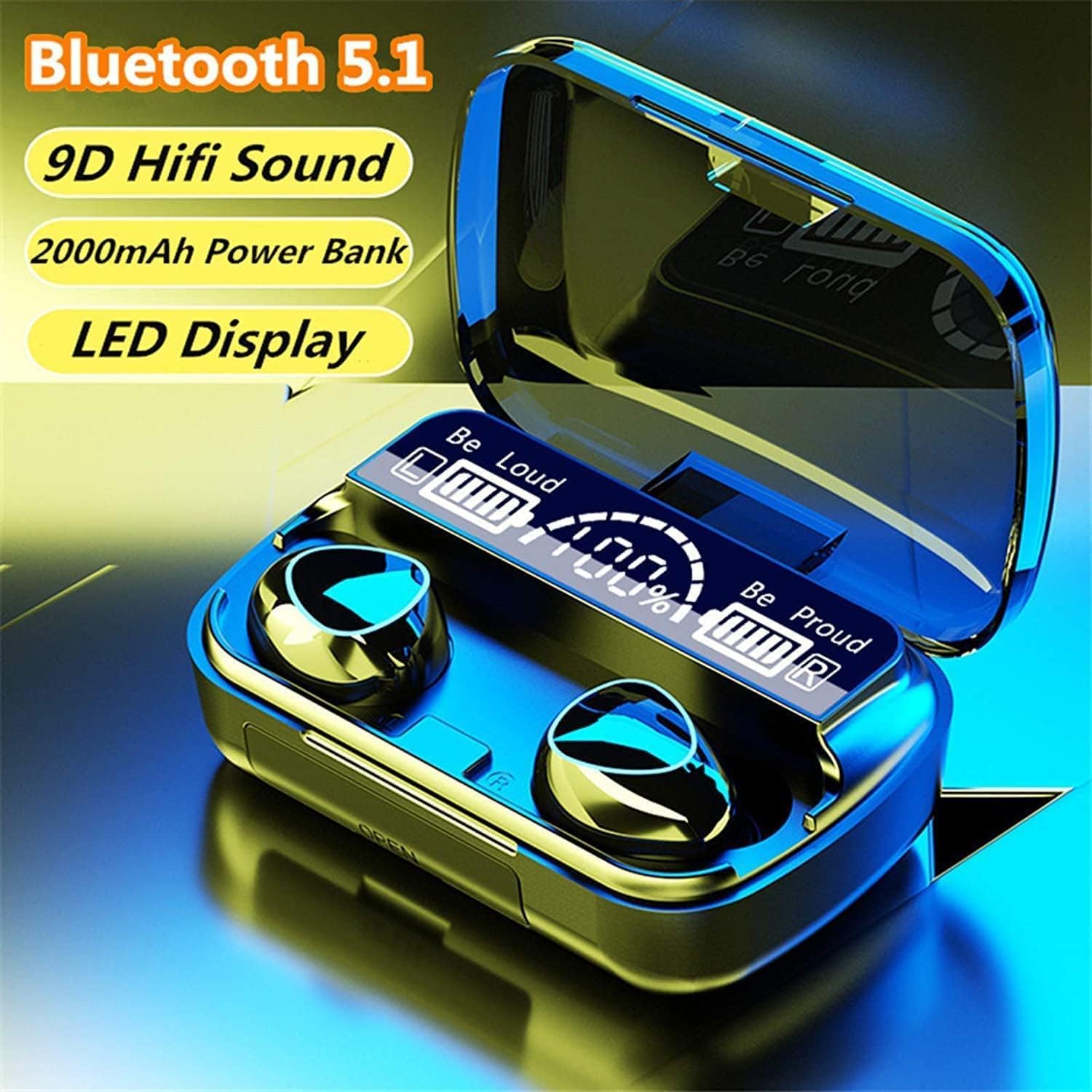 Wireless Earbuds Bluetooth 5.3 Headphones - 136Hrs Playtime, Digital Display Charging Case, IPX7 Waterproof Sports Earphones with Mic for iPhone Android TV - Perfect for Gym, Running & Travel