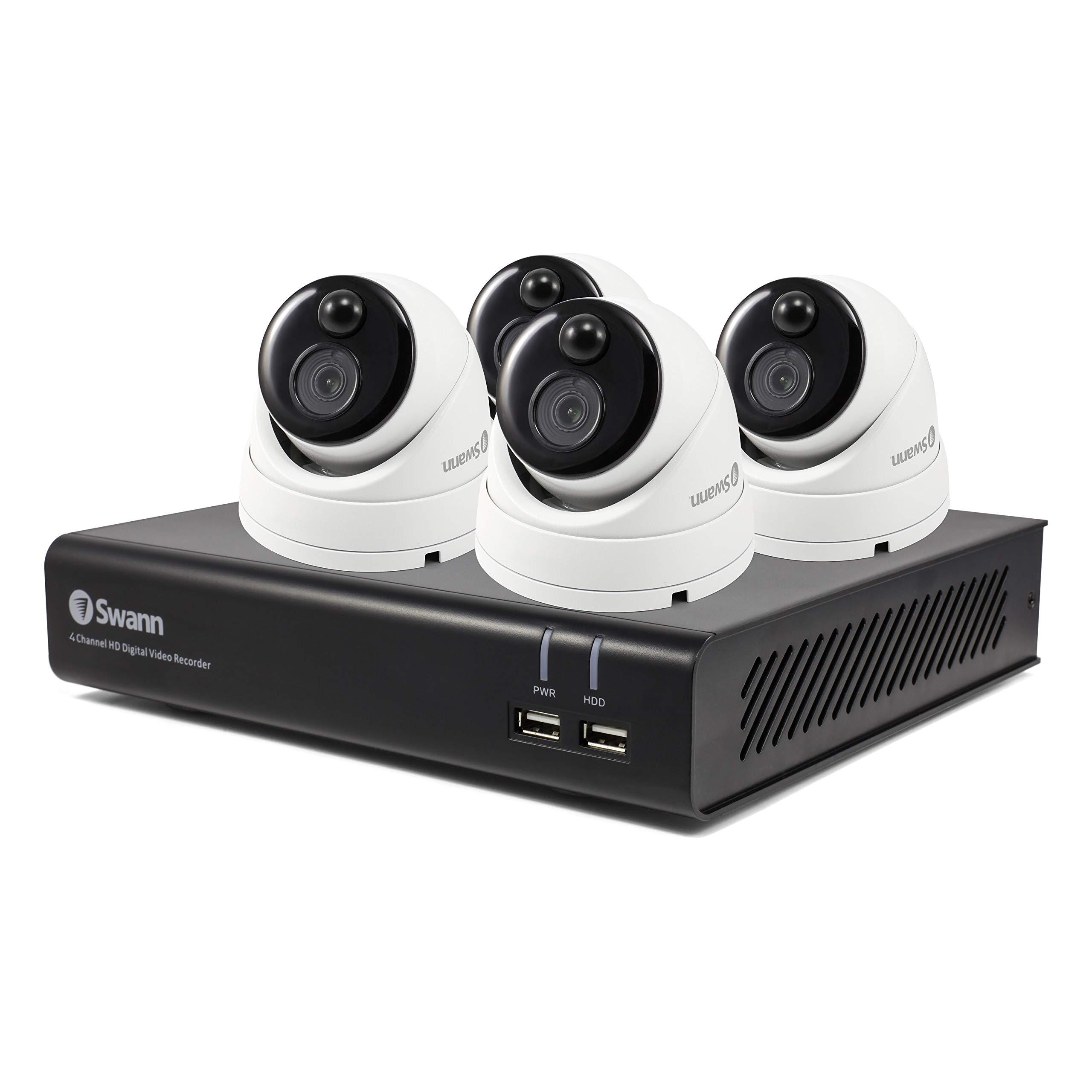 Swann 4K Security Camera System with 4 Dome Cameras, 4-Channel 1080p Full HD DVR & 32GB SD Card - Indoor/Outdoor Surveillance for Home & Business (SWDVK-44480V4D-US) | Night Vision, Weatherproof, Remote Viewing