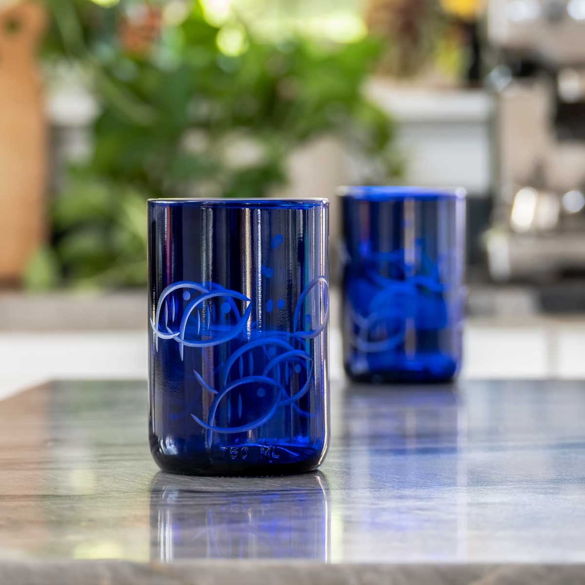 Blue Fish 14oz Recycled Plastic Tumbler Cups - 12 Pack Bulk Set for Parties, Picnics, and Outdoor Events - Eco-Friendly Reusable Drinkware