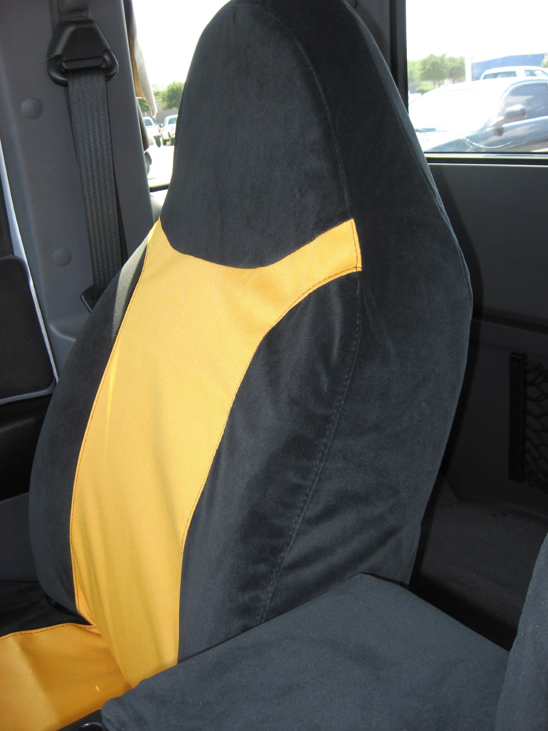 Durafit Custom Seat Covers for 2002-2003 Ford Ranger - Perfect Fit Black & Yellow Design | Durable Truck Seat Protection for Work & Off-Road Adventures