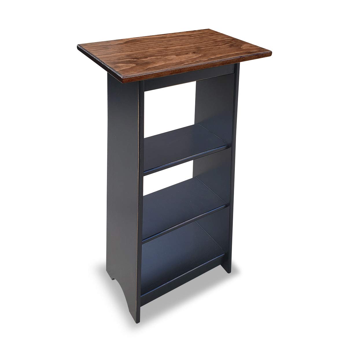 Slim Modern End Table for Living Room & Bedroom - Narrow Accent Table with Extra Shelves, Durable Nightstand or Lamp Stand - Perfect for Small Spaces, Apartments, Dorm Decor (Large, Black)