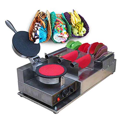 Kolzayier Mexico Taco Waffle Bowl Maker - Electric Freeze Rolled Ice Cream Machine with Pizzelle Maker - Perfect for Parties, Dessert Shops & Home Cooking