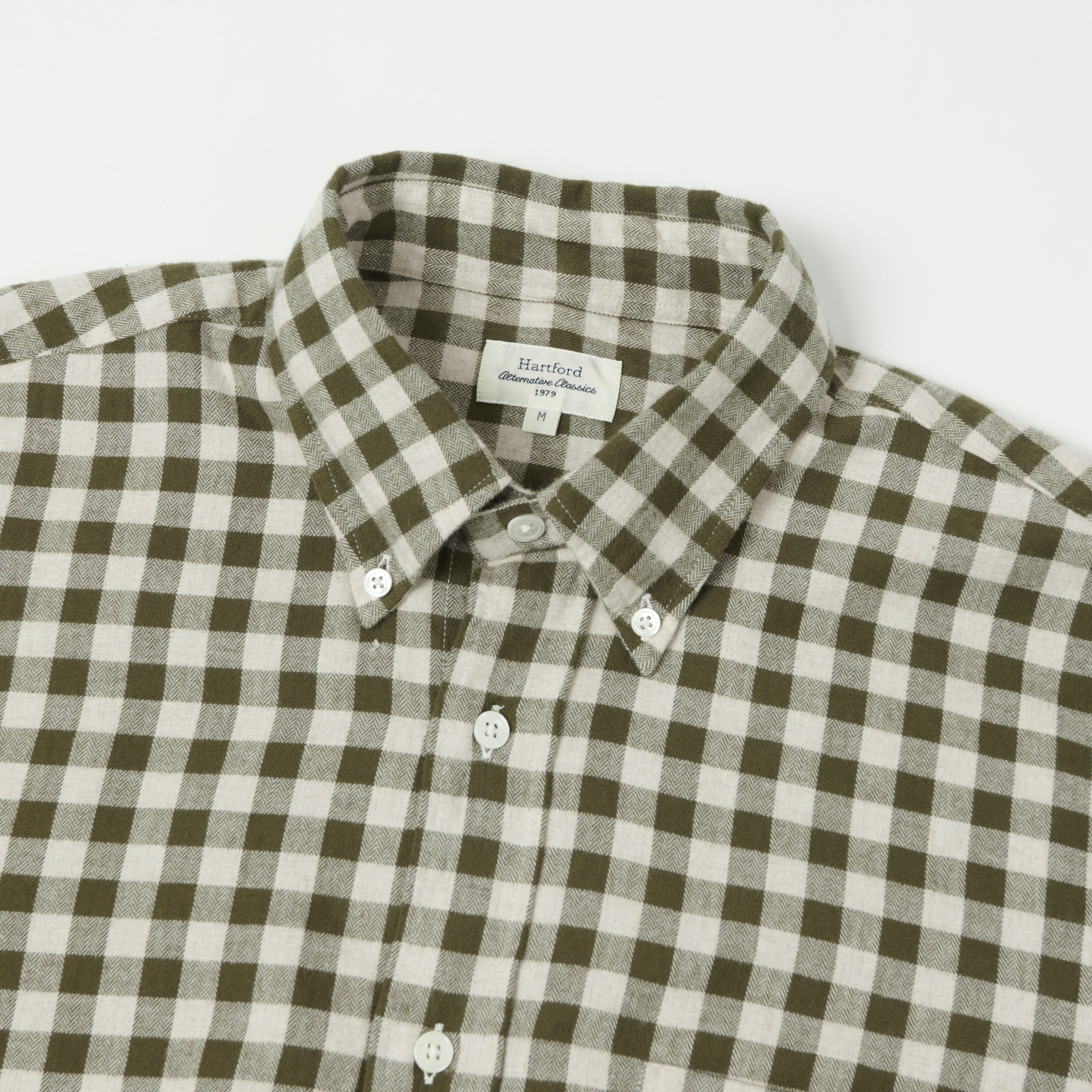 Men's Hartford 'Pitt' Check Flannel Shirt in Military Green | Soft Plaid Button-Up for Casual Wear, Outdoor Activities & Fall Fashion