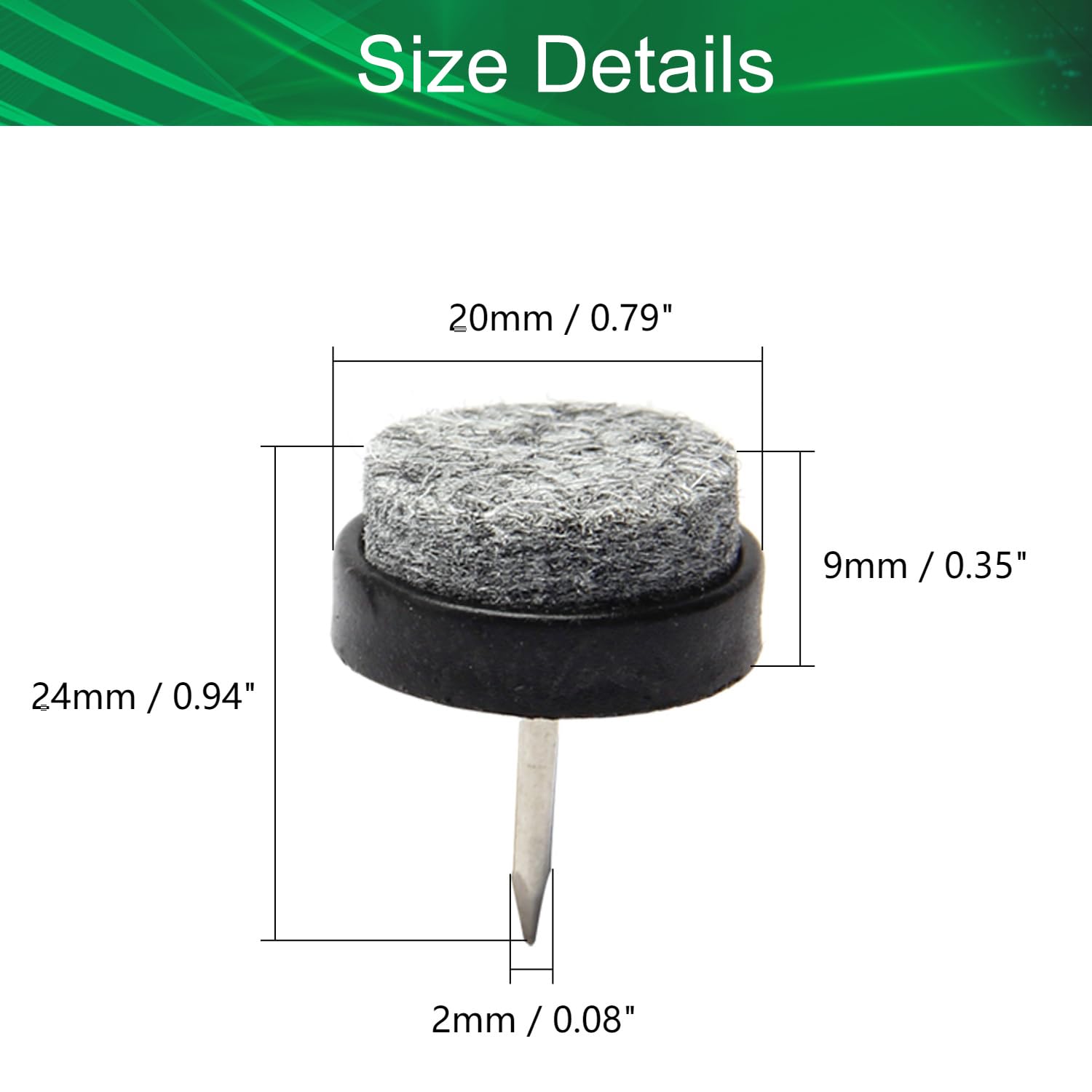 Yinpecly Round Felt Furniture Pads 16PCS - 20x9mm(DxH) Black Chair & Table Leg Protectors for Hardwood Floors - Noise Reduction, Scratch Protection for Home & Office Use