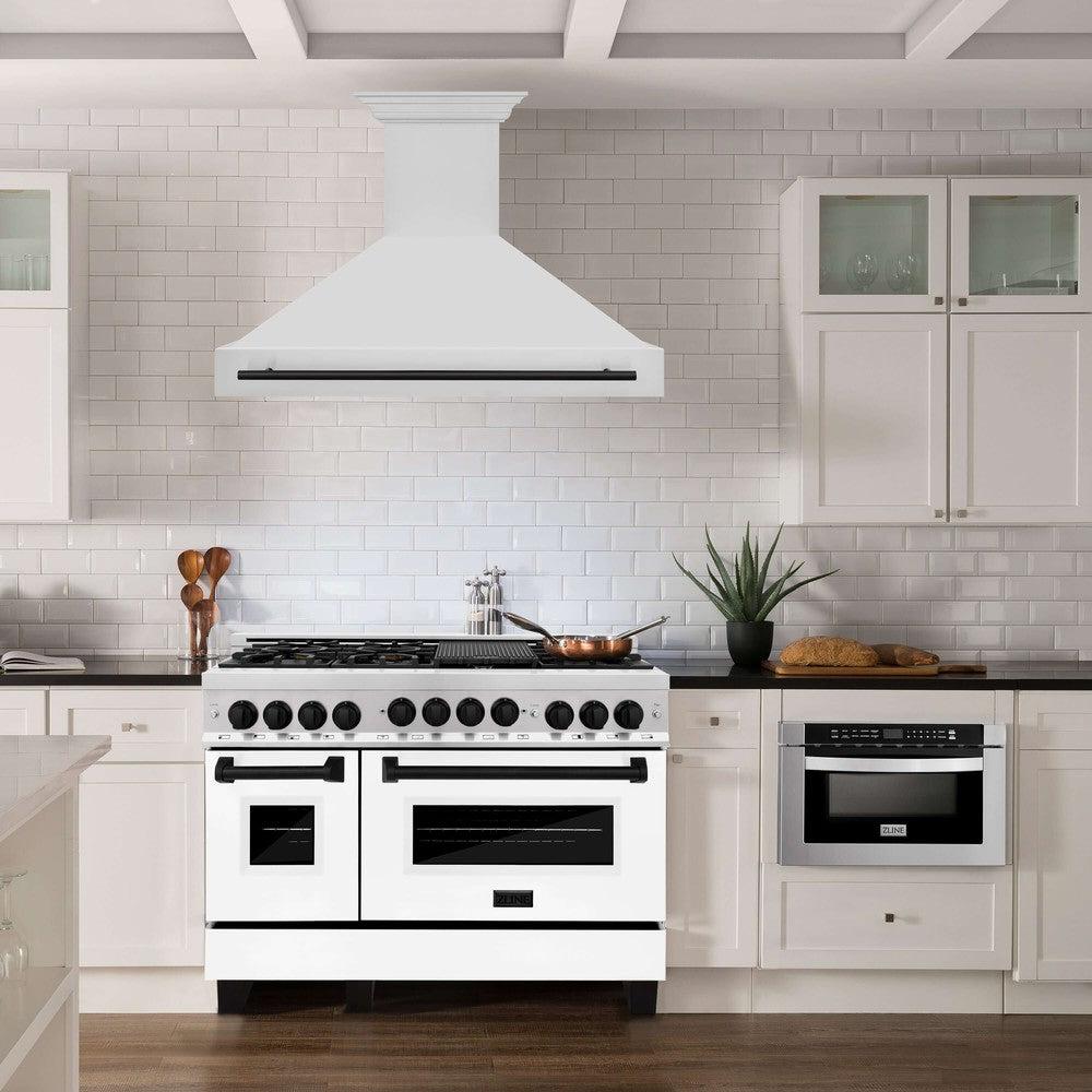 ZLINE Autograph Edition 48-Inch Stainless Steel Range Hood with Matte Black Handle - Professional Kitchen Ventilation for Modern Homes (8654STZ 48 MB) | Perfect for Open-Concept Kitchens & Gourmet Cooking