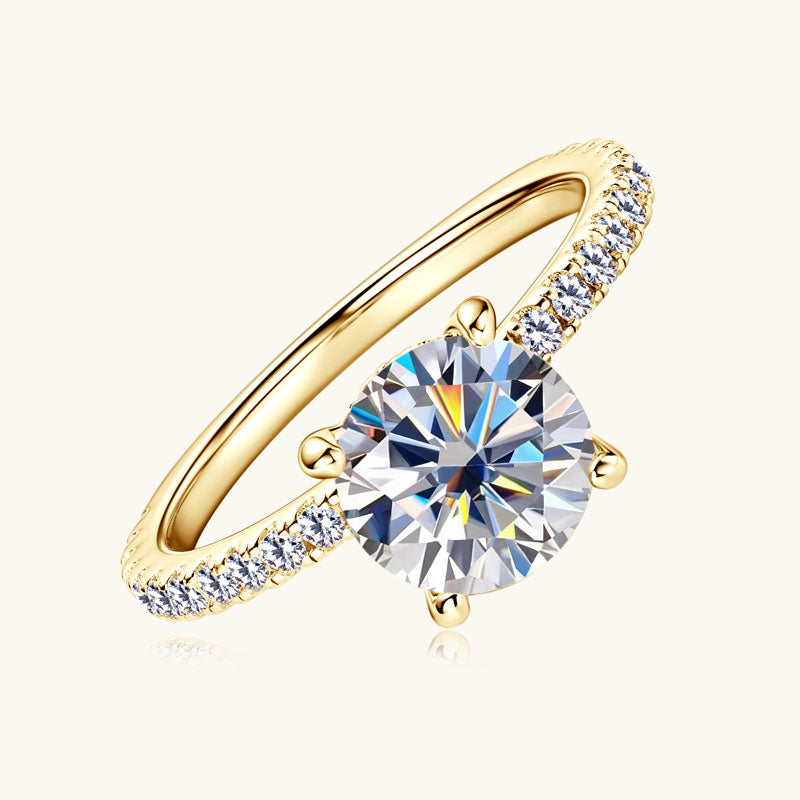 Eternity Premium Moissanite Pavé Engagement Ring 2CT - Sparkling 2 Carat Lab-Created Diamond Alternative for Wedding Proposals & Anniversary Gifts