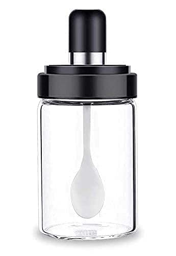 Premium Borosilicate Glass Honey Jar with Spoon - 16oz Oil Dispenser Bottle for Pickles, Ghee & Spices | Airtight Kitchen Storage Container | Perfect for Home Cooking, Meal Prep & Gift Giving