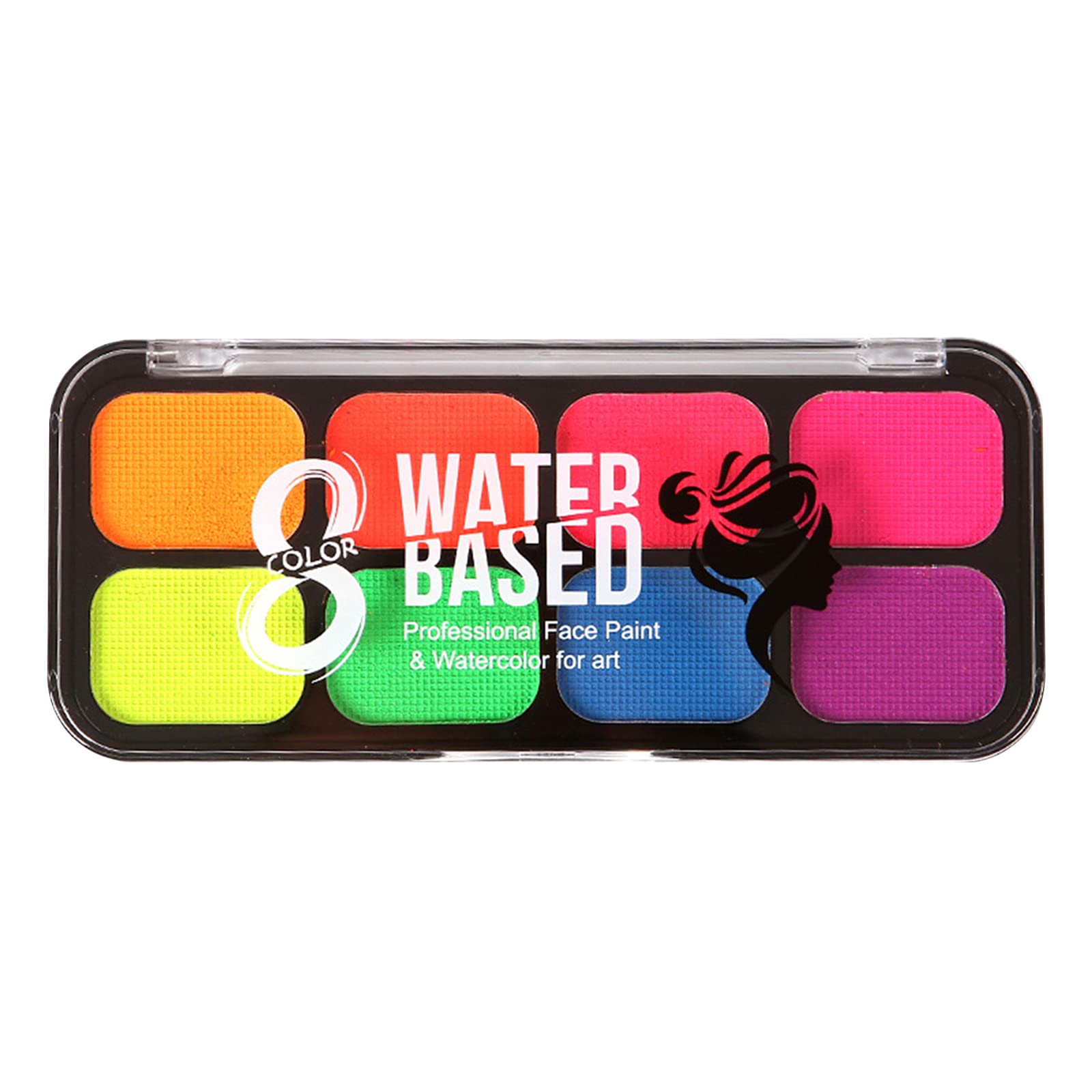 8 Colors UV Glow Neon Face & Body Paint Palette Set - Fluorescent Halloween Cosplay, Party & Carnival Makeup - Non-Toxic, Blacklight Reactive, Safe for Skin - Perfect for Halloween, Raves, Festivals & Night Events