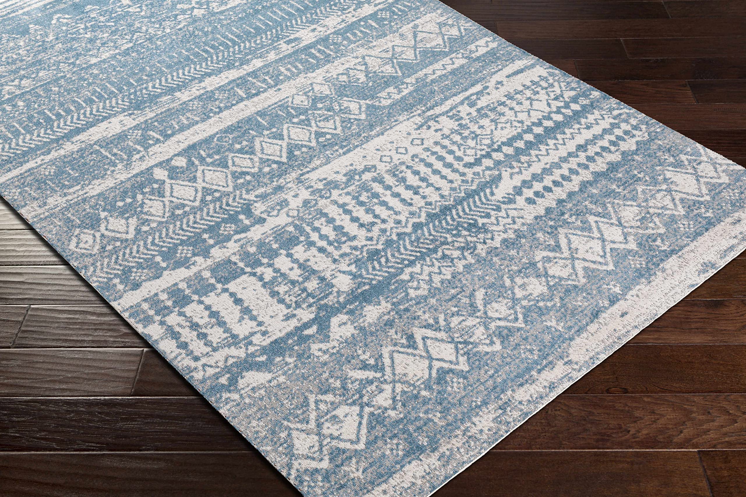 Premium Hauteloom Fatsa Washable Area Rug - Soft Blue & Gray Modern Design - 9'3