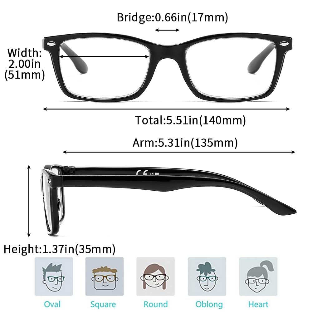 Suertree 3 Pack Reading Glasses for Men & Women - UV Protection, Anti-Glare, Spring Hinge Readers - Perfect for Reading, Computer Use & Office Work