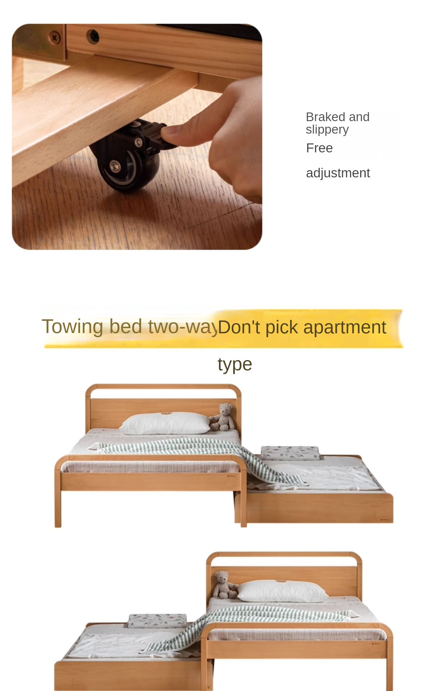 Solid Beech Wood Space-Saving Bunk Bed with Guardrails - Sturdy Twin Over Twin Loft Bed for Kids & Teens - Perfect for Small Bedrooms, Guest Rooms & Dormitories