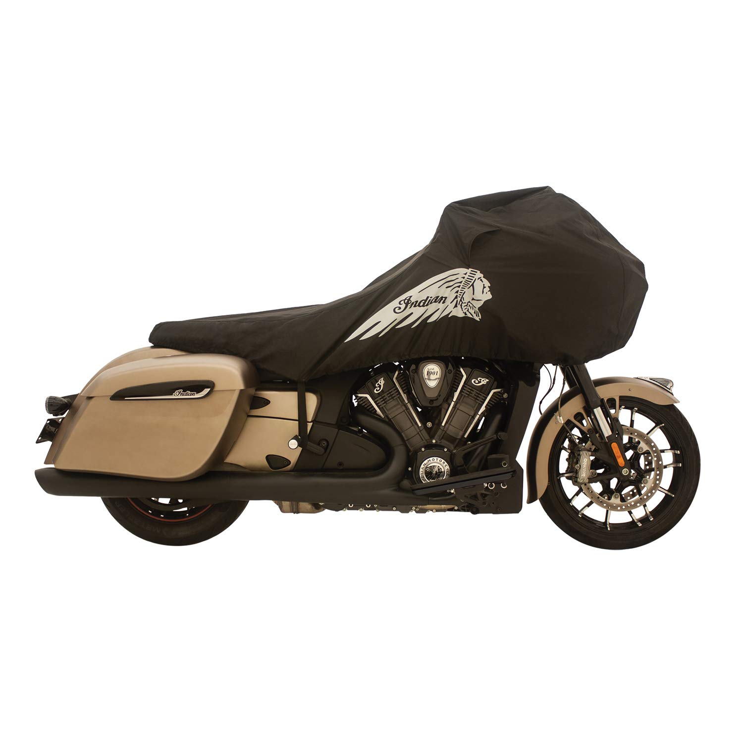 Indian Motorcycle Half Travel Cover - Black OEM Part 2884459 | Fits Challenger, Challenger Elite, Chieftain Dark Horse & More | Weather Protection for Storage & Transport