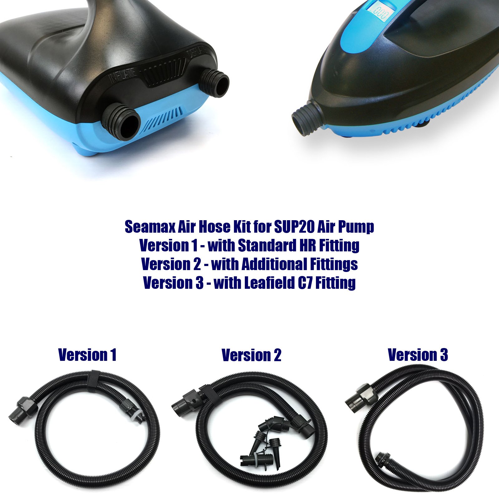 Seamax 20PSI Nylon Air Hose Kit for SUP Electric Air Pump - Inflatable Paddle Board Accessories, Water Sports Gear, Beach & Pool Equipment