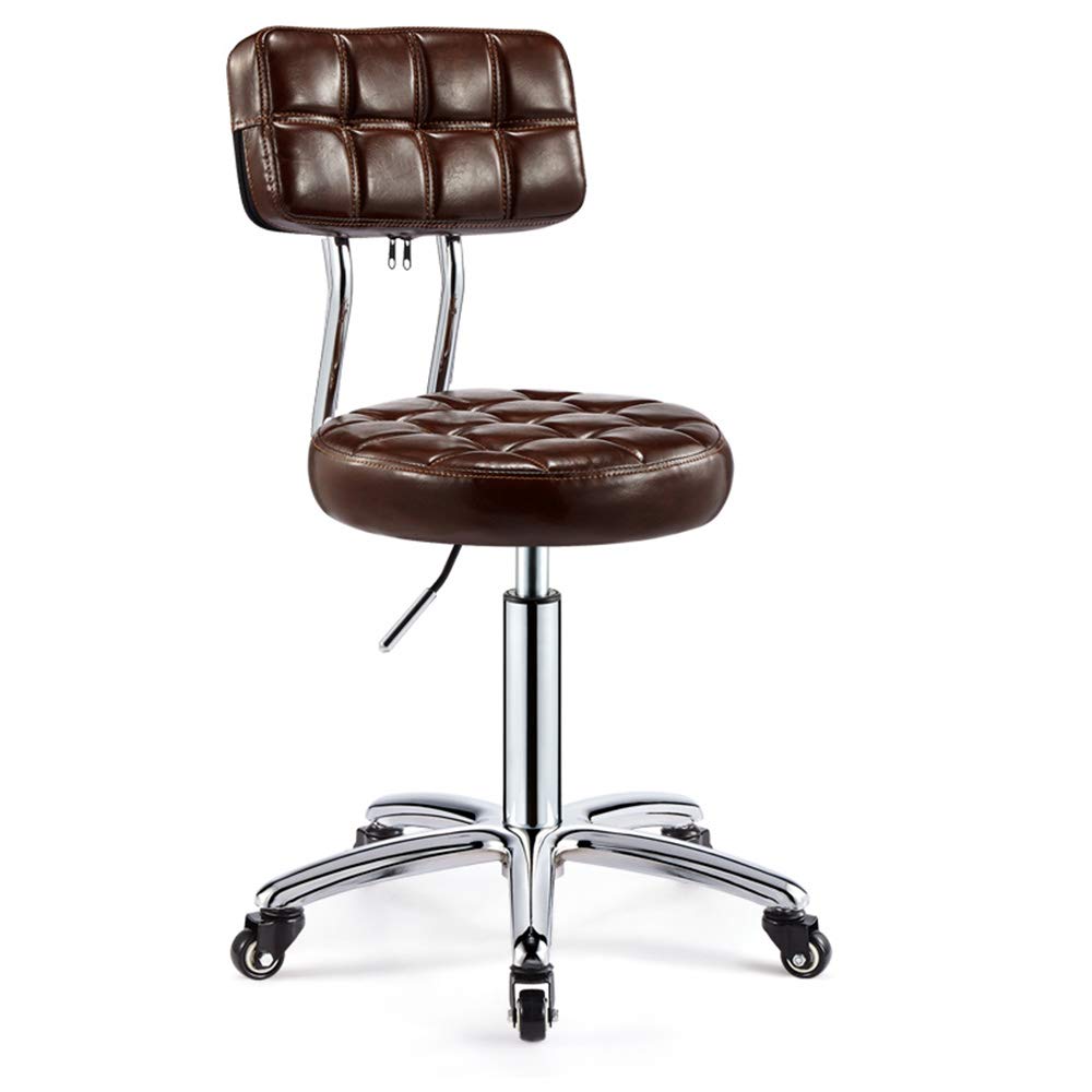 Adjustable Drafting Stool Without Arms - Pneumatic Height Adjustable Swivel Rolling Chair for Studio, Dental, Office & Home Desk - Black & Brown - Perfect for Artists, Lab Technicians & Home Office Workers
