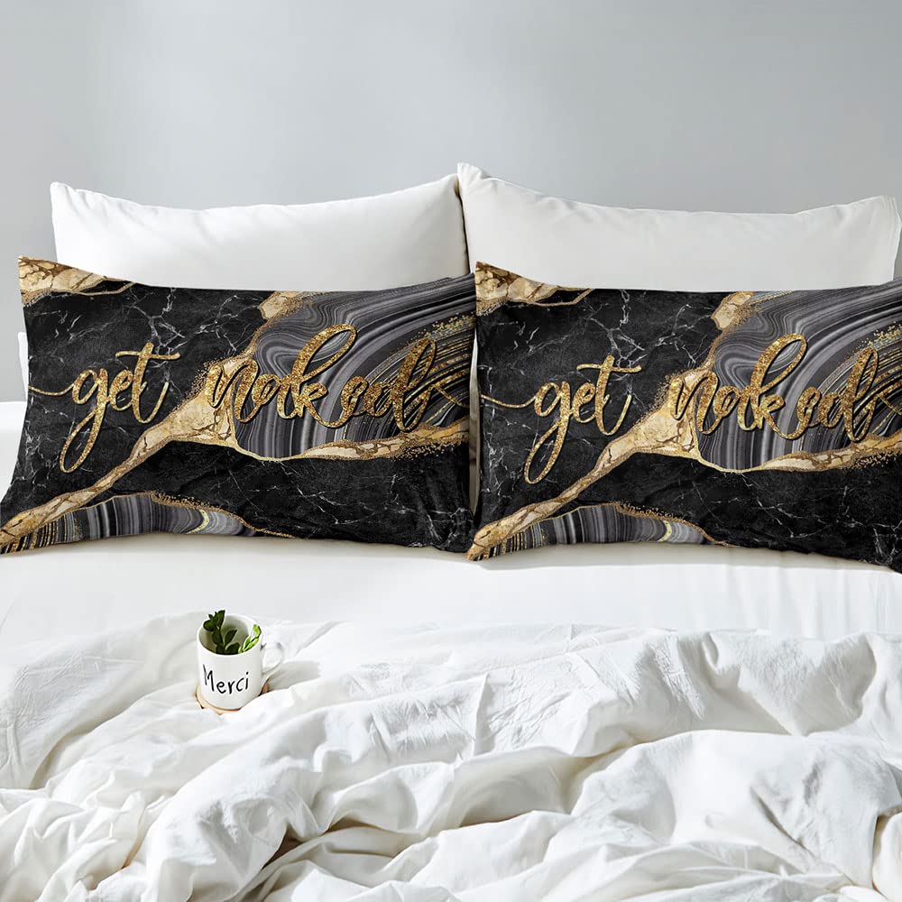 VIVIHOME 3-Piece King Size Marble Duvet Cover Set - Black Luxury Bedding with Gold Glitter, Soft Microfiber Comforter Cover & 2 Pillow Shams for Modern Bedroom Decor | Perfect for Master Bedroom, Guest Room & Hotel Style Makeover