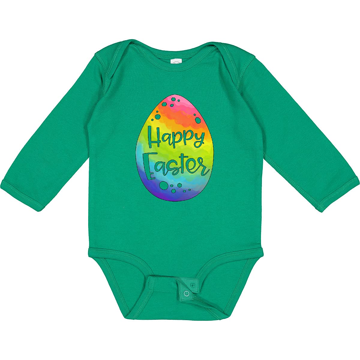 Inktastic Happy Easter Rainbow Easter Egg Long Sleeve Baby Bodysuit - Cute Easter Outfit for Infants, Toddler Easter Party Wear, Spring Photoshoot, Holiday Family Matching Outfits