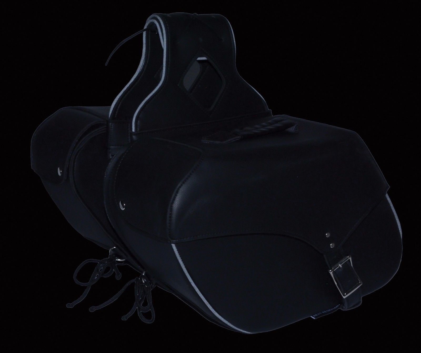 Waterproof Motorcycle Saddlebags - 2-Piece Set with Single Strap & Reflective Piping (Black) - Ideal for Long Rides, Commuting and Adventure Touring