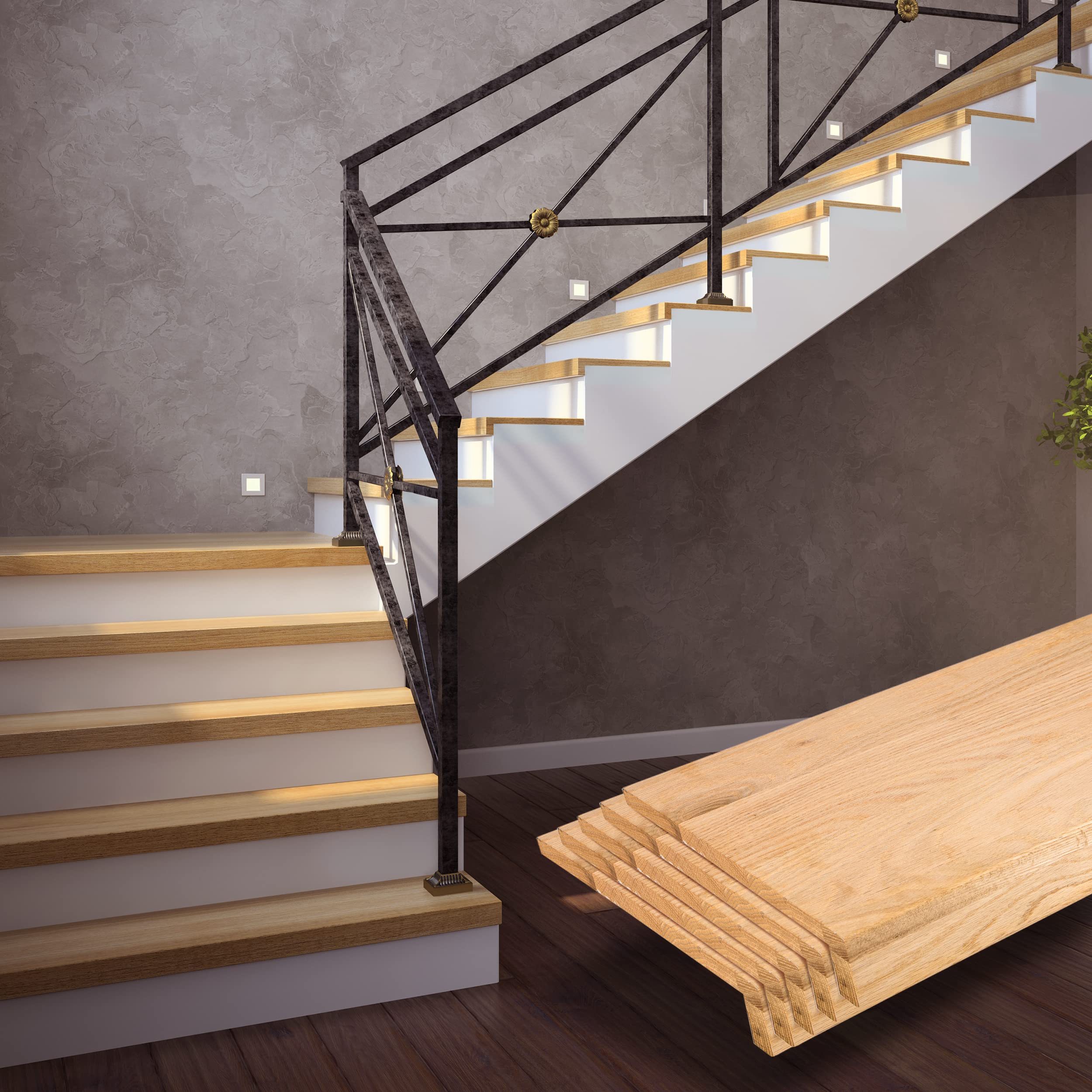 Premium Unfinished Red Oak Stair Treads - Solid Hardwood Stair Steps for Elegance & Durability - Easy to Clean & Customize - Perfect for Home Staircase Renovation, DIY Projects & Interior Decoration