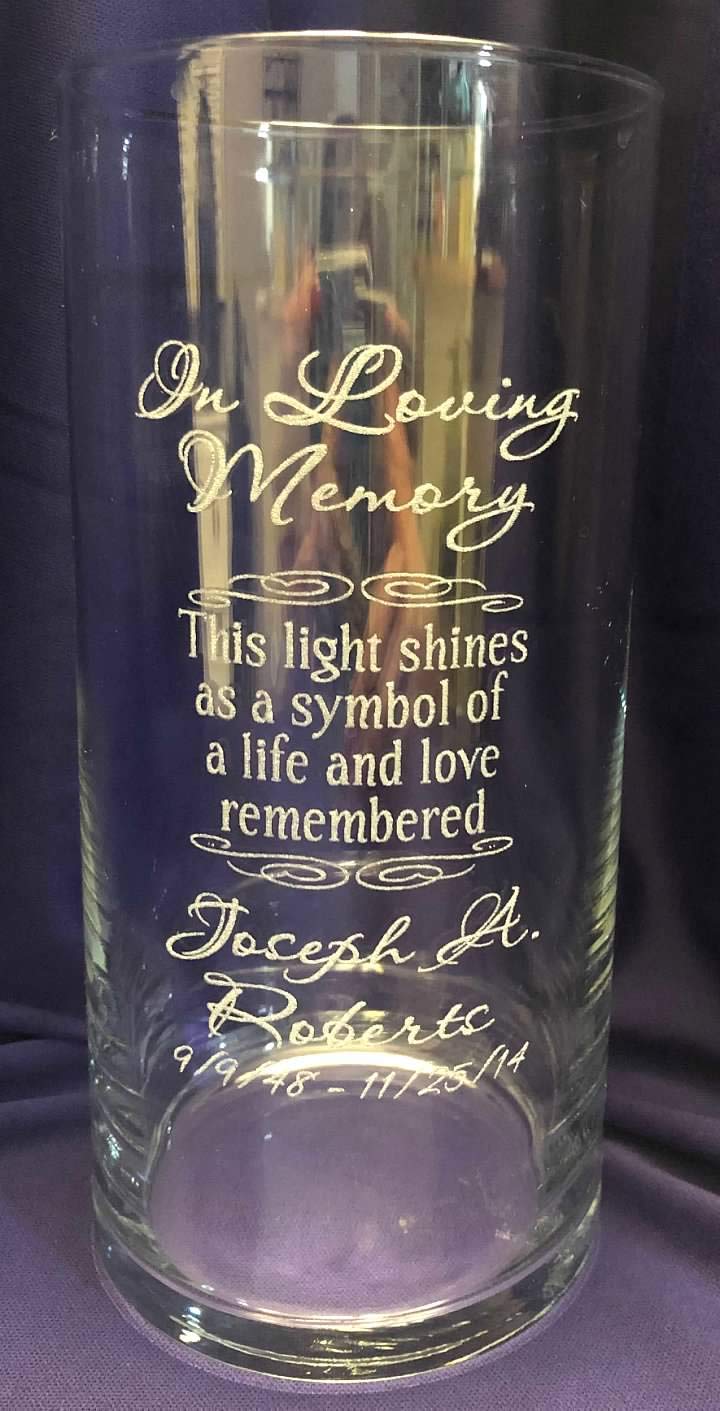 Personalized Engraved Memorial Candle Holder - Custom Tribute Vase for Loved Ones - Perfect for Memorial Services, Funerals & Home Remembrance Displays