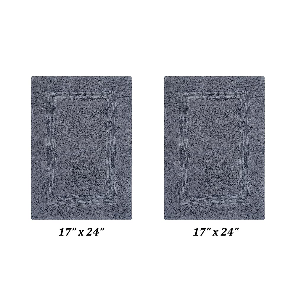 Better Trends 2-Piece Reversible Super Soft Bathroom Rugs Set - Absorbent Cotton Bath Mats for Tub, Shower & Floor - Machine Washable Gray Bathroom Decor - Perfect for Bathrooms, Laundry Rooms & Home Spa Relaxation