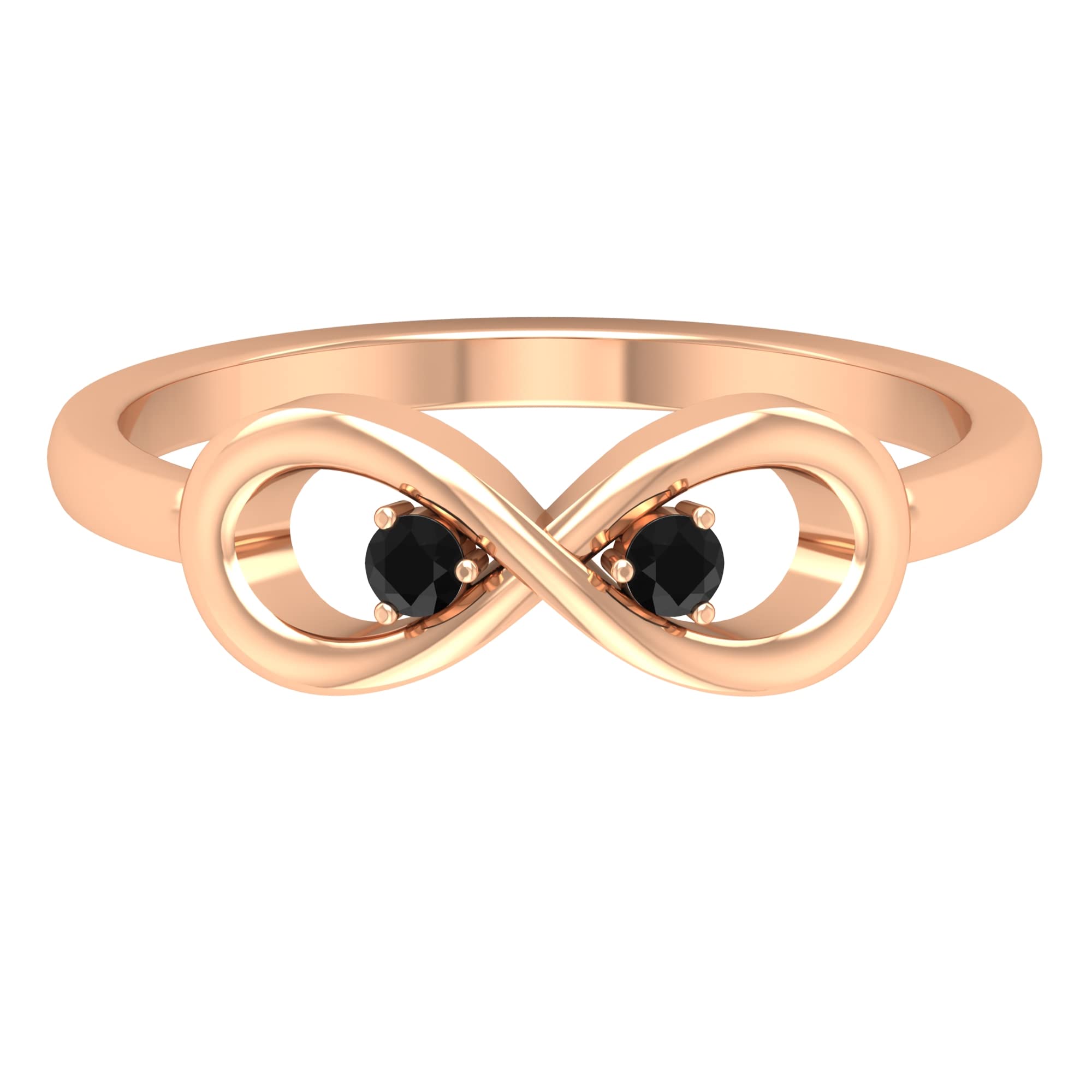 14K Solid Gold Black Diamond Infinity Promise Ring for Women - Elegant & Timeless Jewelry for Engagement, Anniversary, or Romantic Gifts
