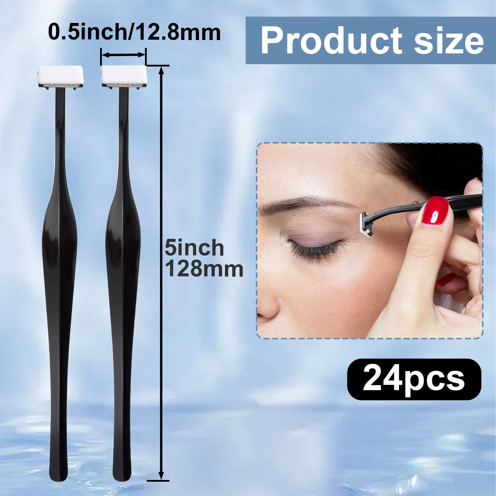 24 Pack T-Shaped Eyebrow Razors - Professional Dermaplaning Tool for Face & Eyebrow Shaping - Painless Facial Hair Remover for Women & Men (Black) - Perfect for Salon, Home Grooming & Travel Use