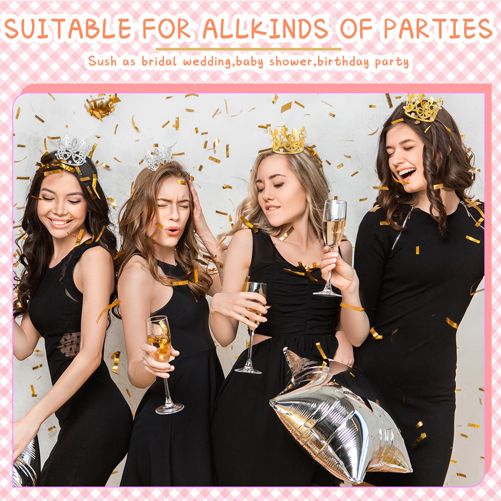 12 Pcs Mini Crown Cake Toppers - Gold Pearl Crystal Tiara for Cupcakes, Flower Bouquets, Wedding, Birthday Party Decorations | Perfect for Princess Themed Celebrations, Bridal Showers, and Festive Dessert Displays