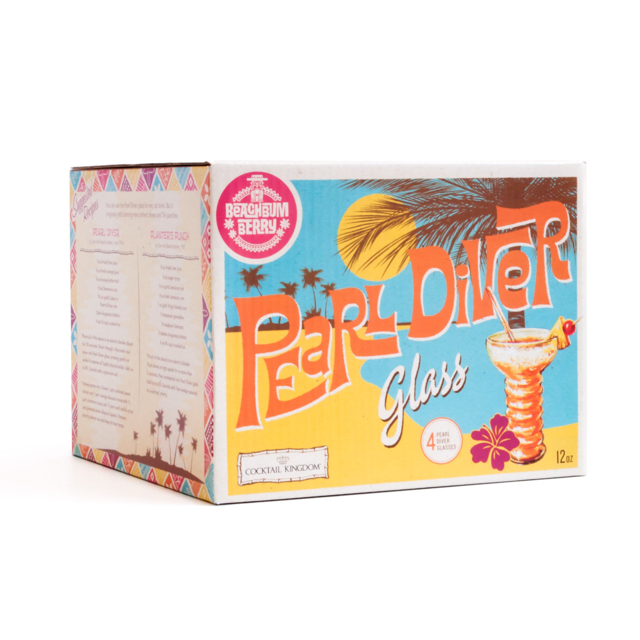 Premium 12oz (360ml) Pearl Diver Glass Set - 4 Pack for Cocktails, Tiki Drinks & Home Bar Decor