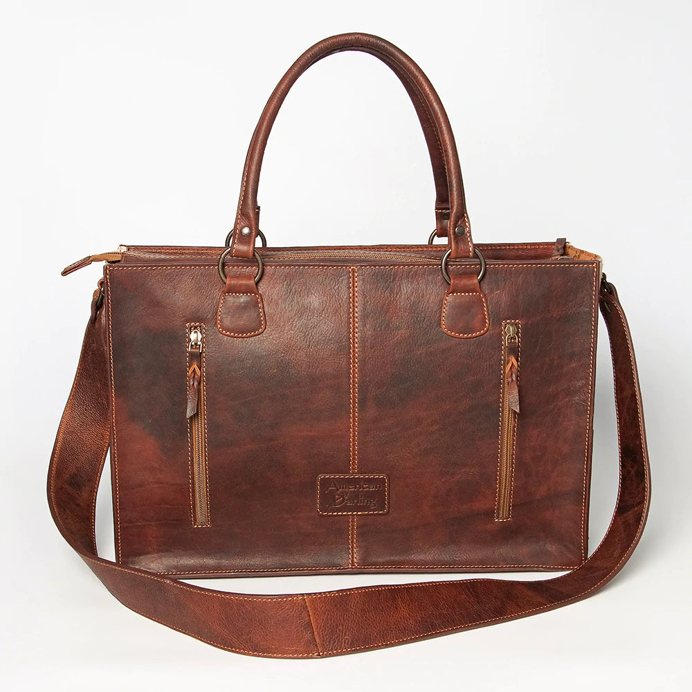 American Darling Conceal Carry Tooled Leather Hide Tote Bag - Stylish & Functional for Everyday Use, Travel, and Concealed Carry