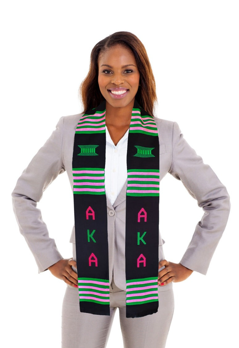 Black, Pink & Green Kente Cloth Stole - African Graduation Sash for Ceremonies, Kwanzaa & Cultural Events | Perfect for Graduation, Weddings & Festivals
