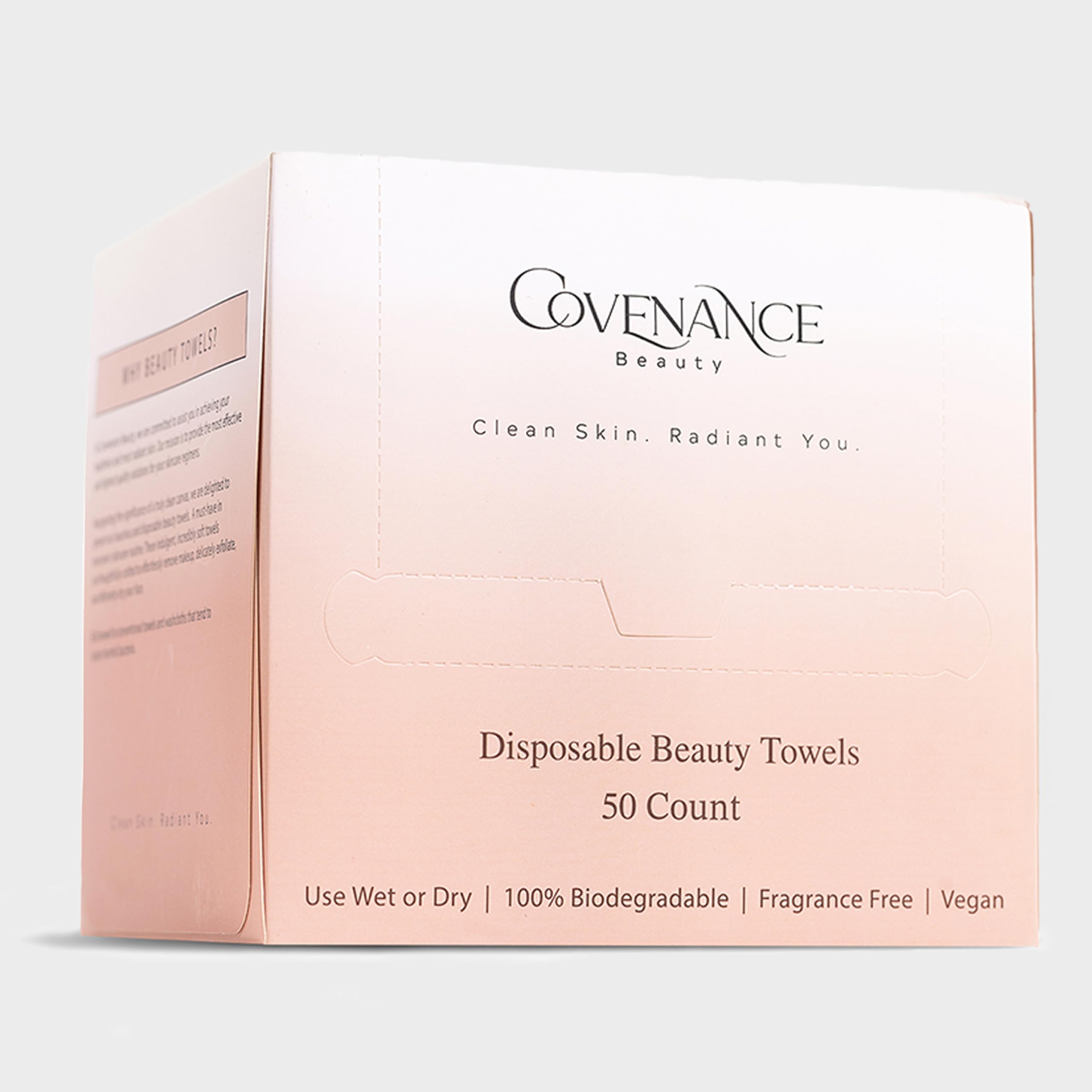 Covenance Beauty Ultra Soft Disposable Facial Towels - Double-Sided Makeup Remover & Gentle Exfoliating Towels for Daily Skincare, Travel & Spa Use