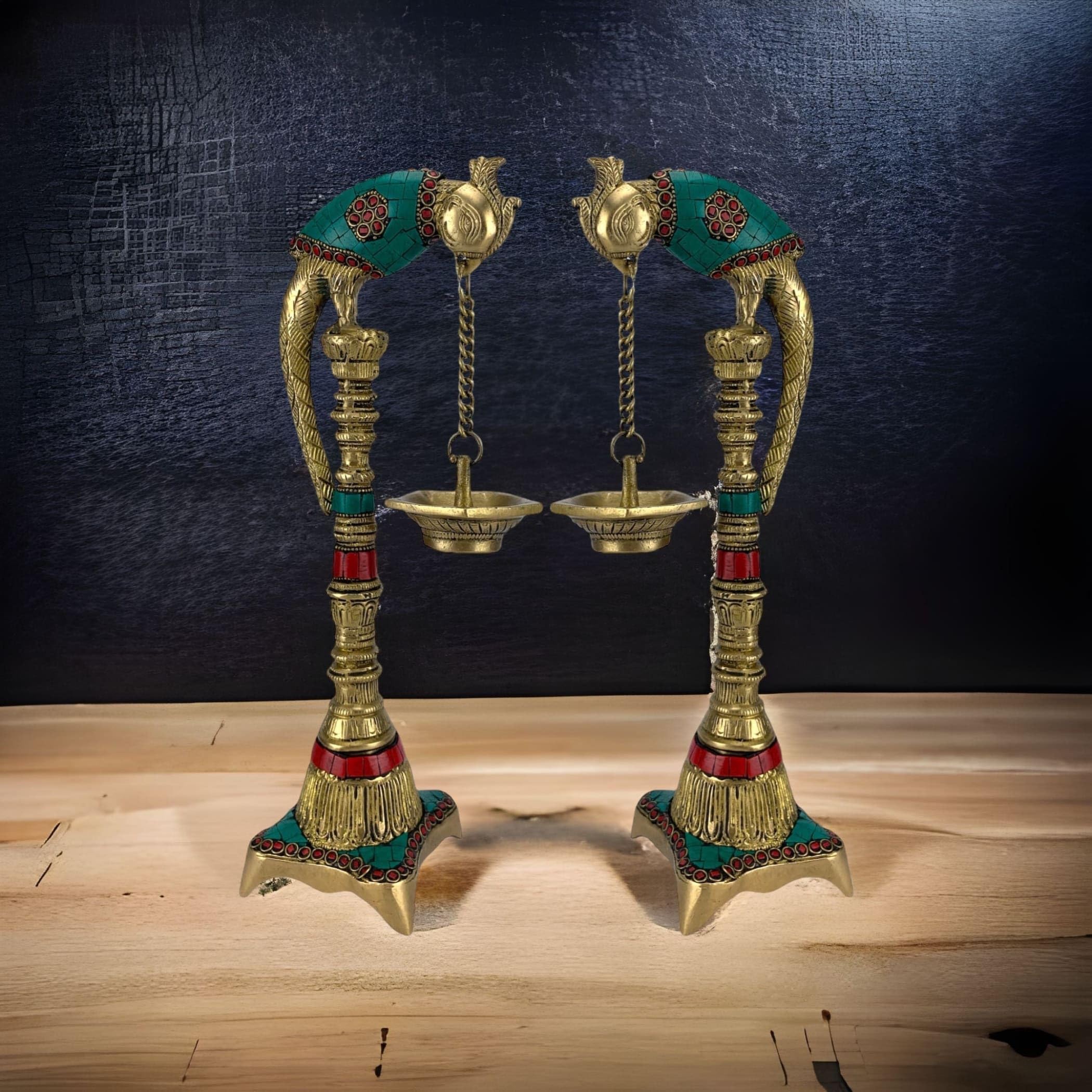 LOVENSPIRE Brass Parrot Wall Hanging Oil Lamp with Chain - Handcrafted Annam Hanging Diya for Home Temple, Office, Mandir Decor - Perfect for Diwali, Puja, Housewarming & Gift Giving - Creates Sacred Ambiance for Prayer & Meditation