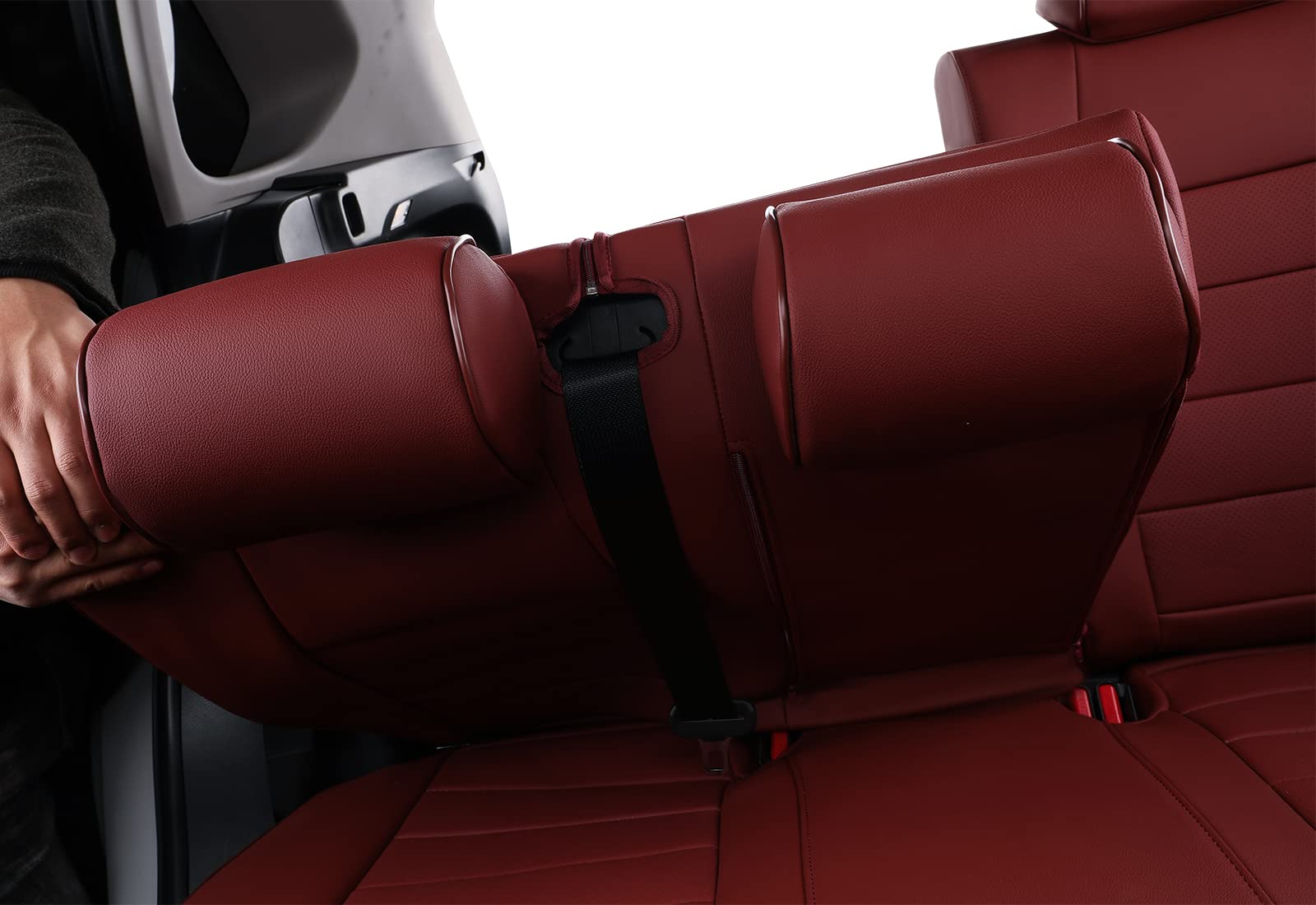 Premium Leather Car Seat Covers for Toyota Corolla 2020-2025 Models (SE, Nightshade, SE Apex, XSE, FX) - Custom Fit Full Set in Burgundy | Perfect for Daily Commute, Road Trips & Car Interior Protection
