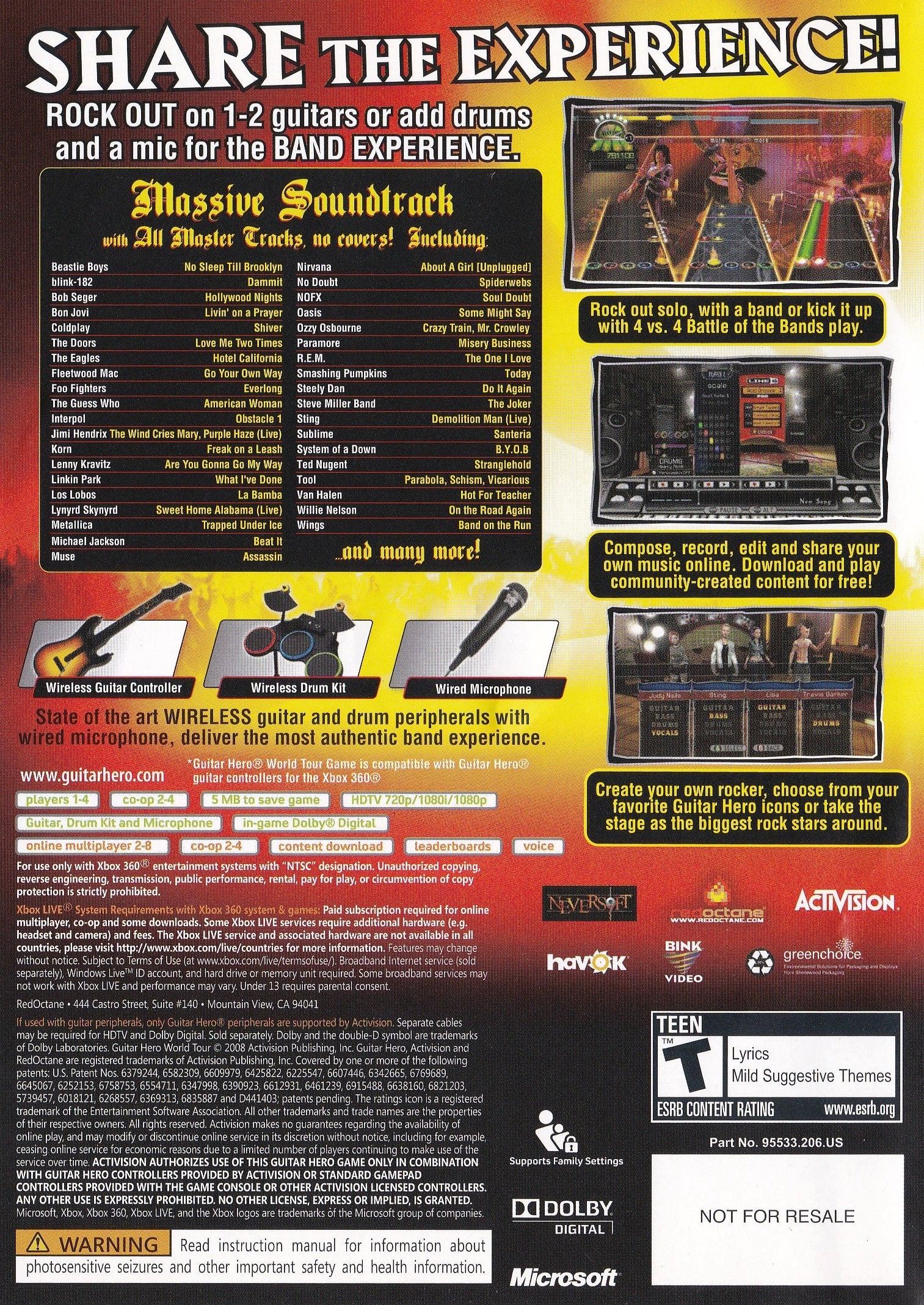 Guitar Hero: World Tour - Complete Band Bundle with Guitar, Drums & Microphone - Rock Out Like a Pro at Home Parties & Game Nights