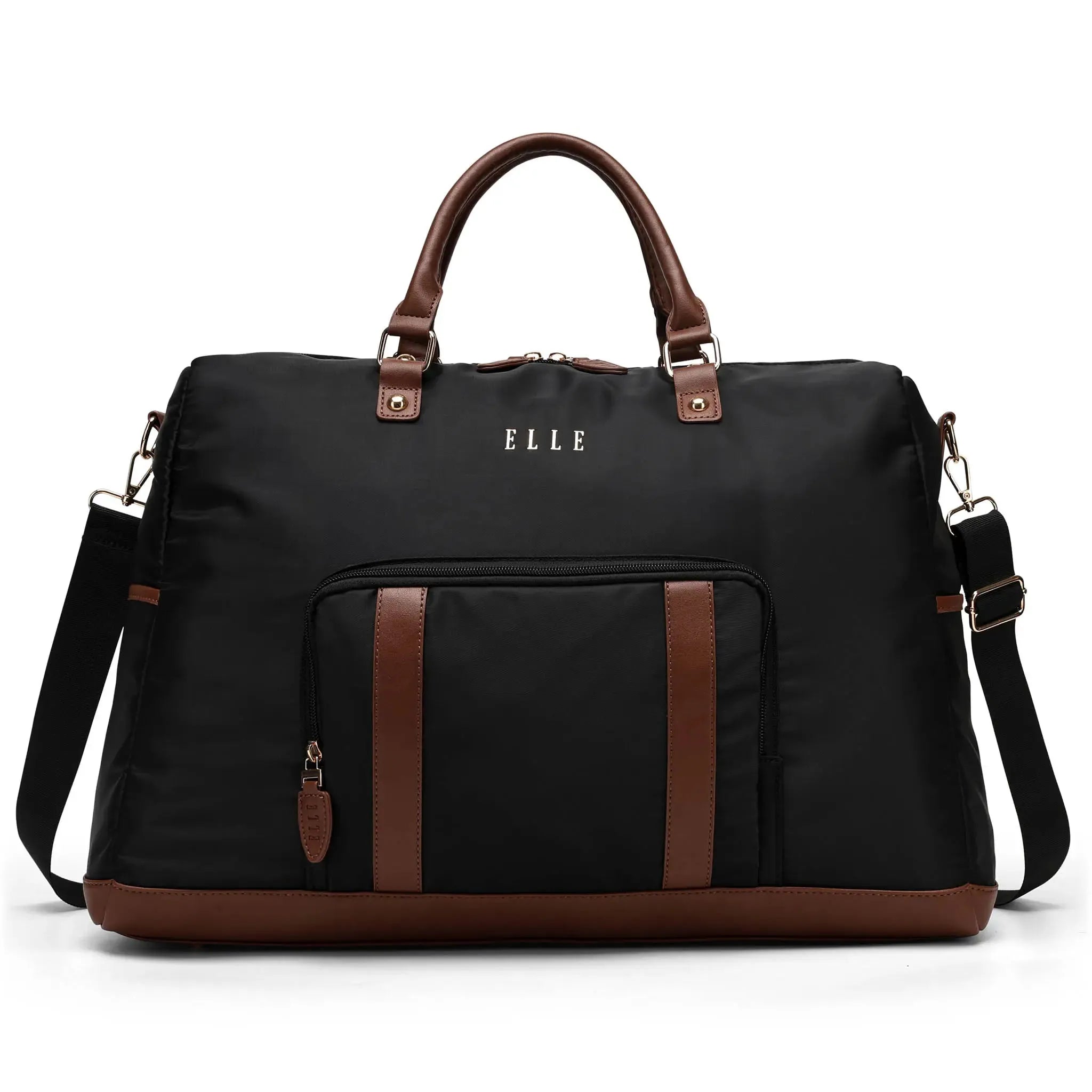 Premium 30L Twill & Vegan Leather Weekender Duffle Bag - Stylish Carry-On Travel Bag for Weekend Getaways, Gym & Business Trips