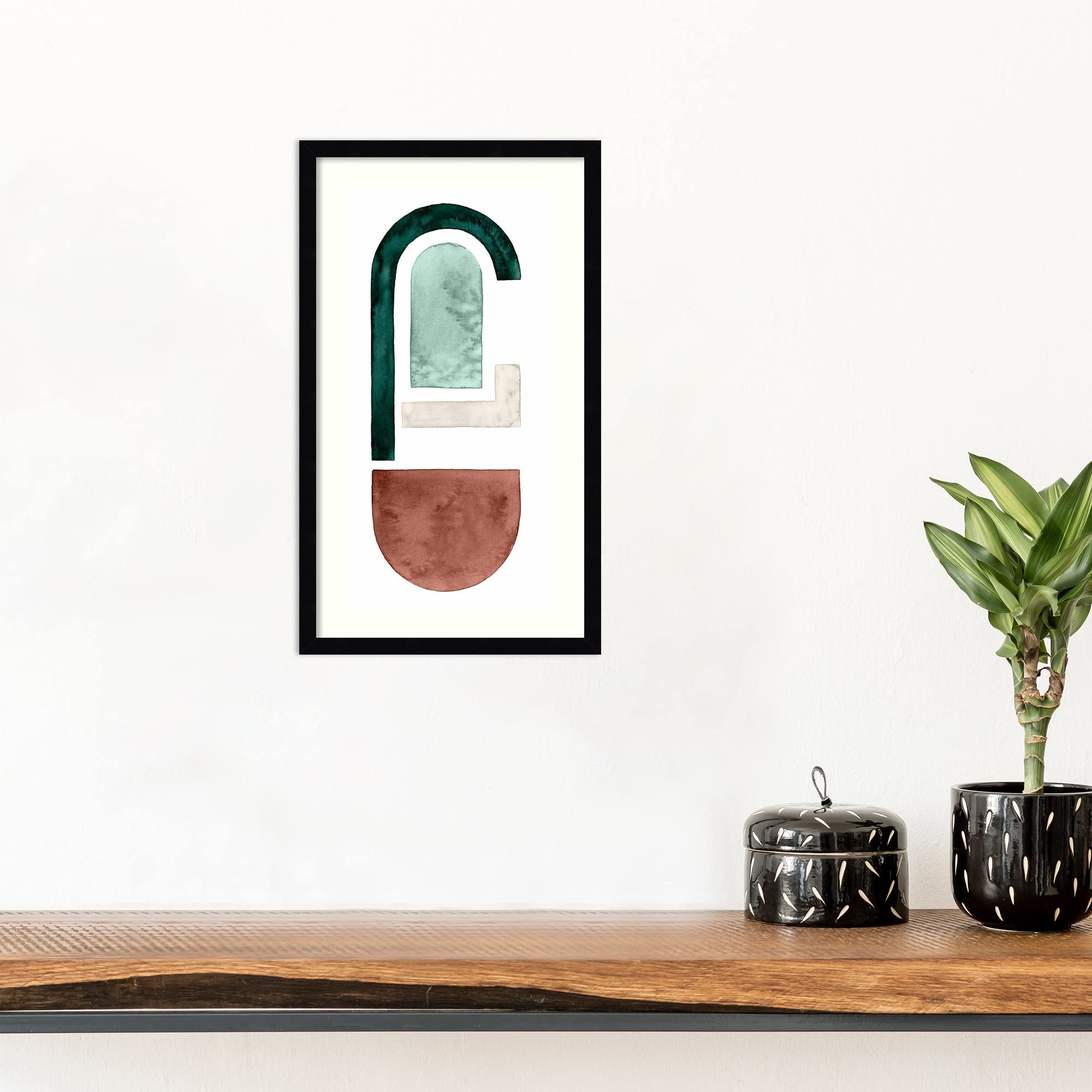 Amanti Art Framed Abstract Wall Art Print - 25x15 Inches Strata Shift I by Grace Popp - Modern Contemporary Decor Poster Painting for Living Room, Bedroom, Office - Perfect for Home & Office Decor