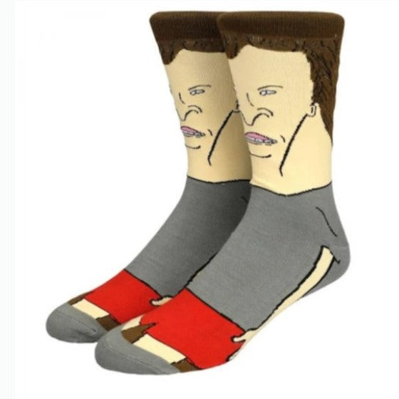 Funny Butthead Socks for Men & Women - Novelty Cartoon Character Crew Socks - Perfect for Gifts, Cosplay, and Casual Wear