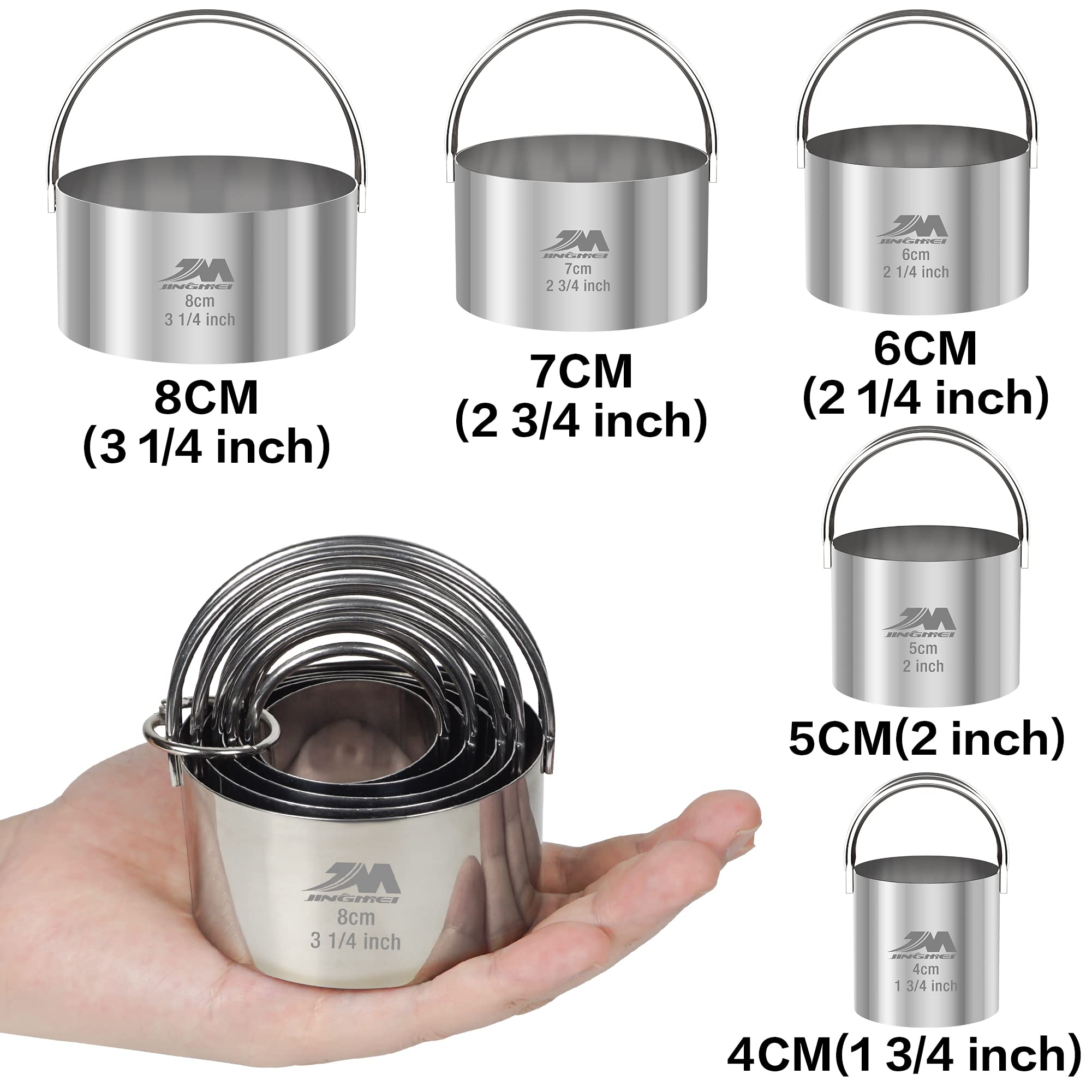 5-Piece Round Biscuit Cutter Set with Handle - Professional Baking Tools for Cookies, Pastries & Dough - Perfect for Holiday Baking, DIY Desserts & Home Baker Gifts