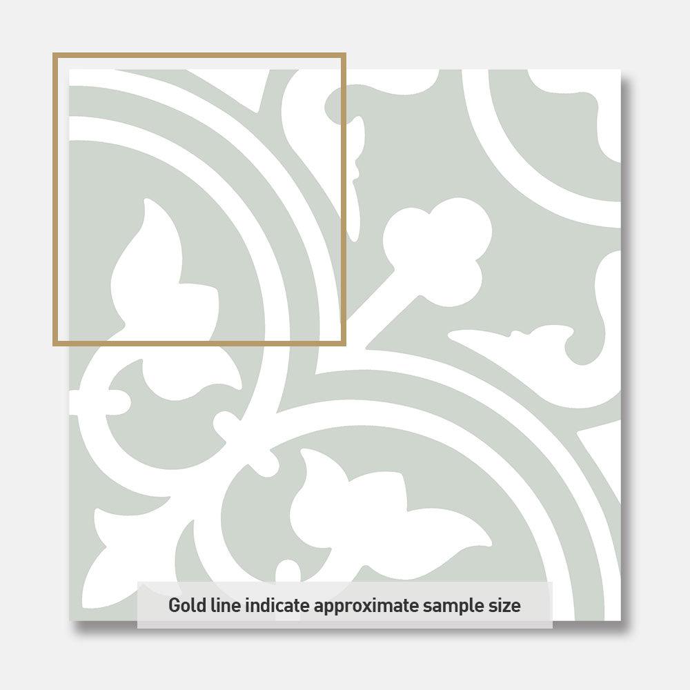 Heritage Aster Green Encaustic Look 200x200 Matt Tile - Vintage Style Ceramic Floor & Wall Tiles for Kitchen, Bathroom, and Backsplash