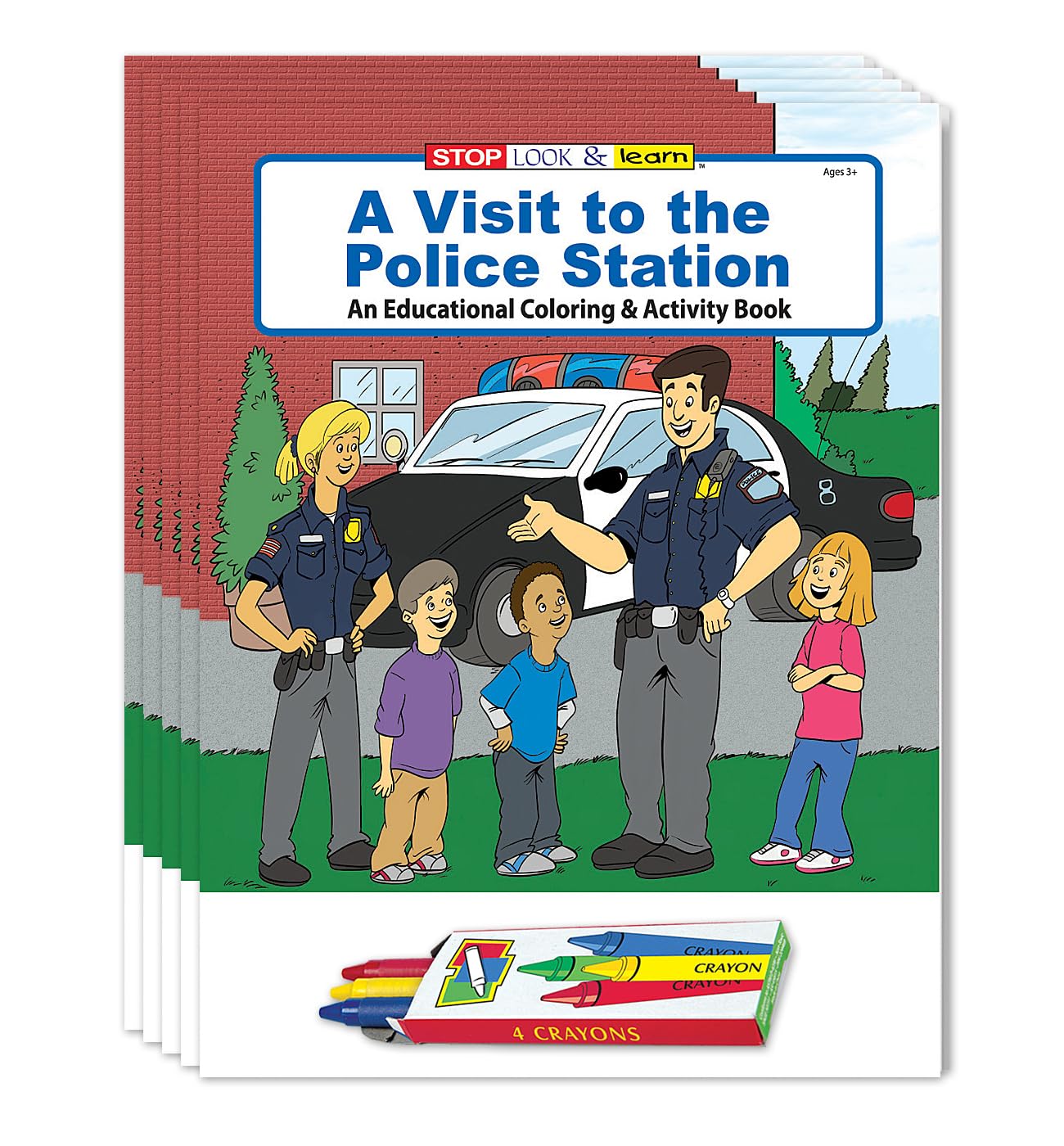 ZOCO Police Station Coloring Books - 50 Bulk Pack with Crayons | Fun Educational Activities, Puzzles & Games for Kids | Perfect for Classroom, Birthday Gifts & Creative Play