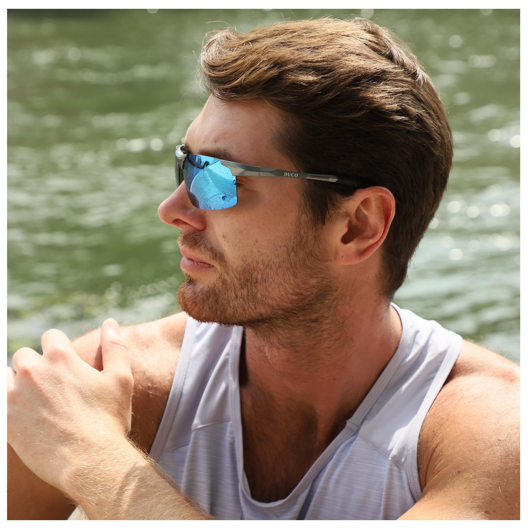 DUCO Men's Polarized Sports Sunglasses UV400 Protection for Running Cycling Fishing - Lightweight & Durable Frame (Model 8177s)