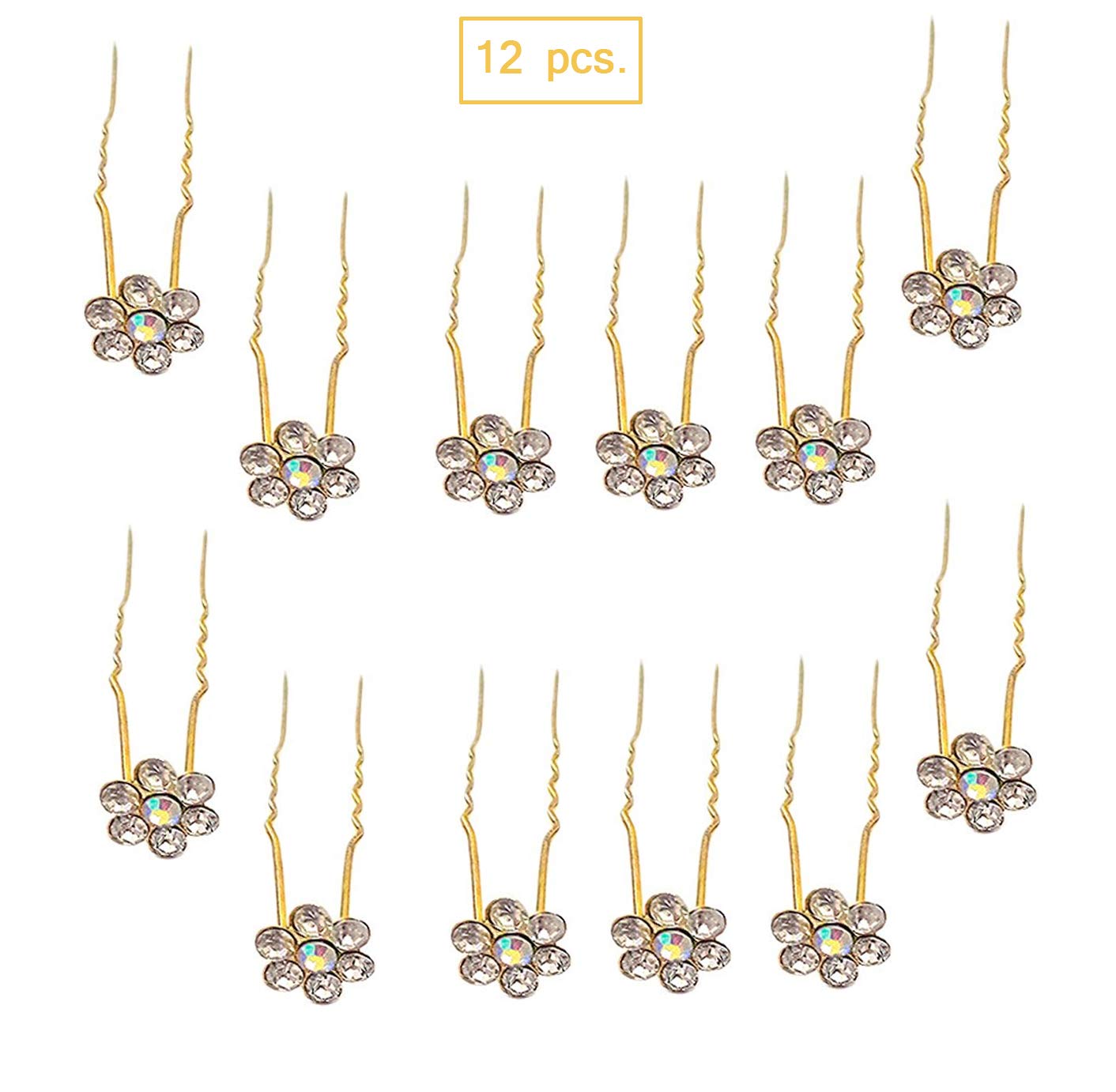 Elegant Juda Pins for Bun Decoration - 12Pcs Golden Hair Pins Set for Women and Girls - Perfect for Weddings, Parties and Special Occasions - 15 Grams Pack of 1