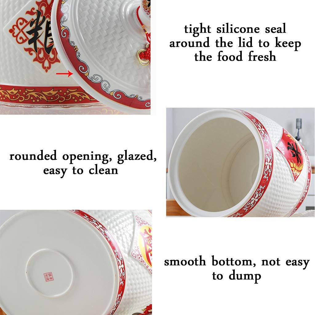 Premium Airtight Food Storage Container - Large Capacity Ceramic Rice Jar with Lid, Chinese Style Design for Rice, Pet Food & Dry Goods | Perfect for Kitchen, Pantry Organization & Holiday Gifts