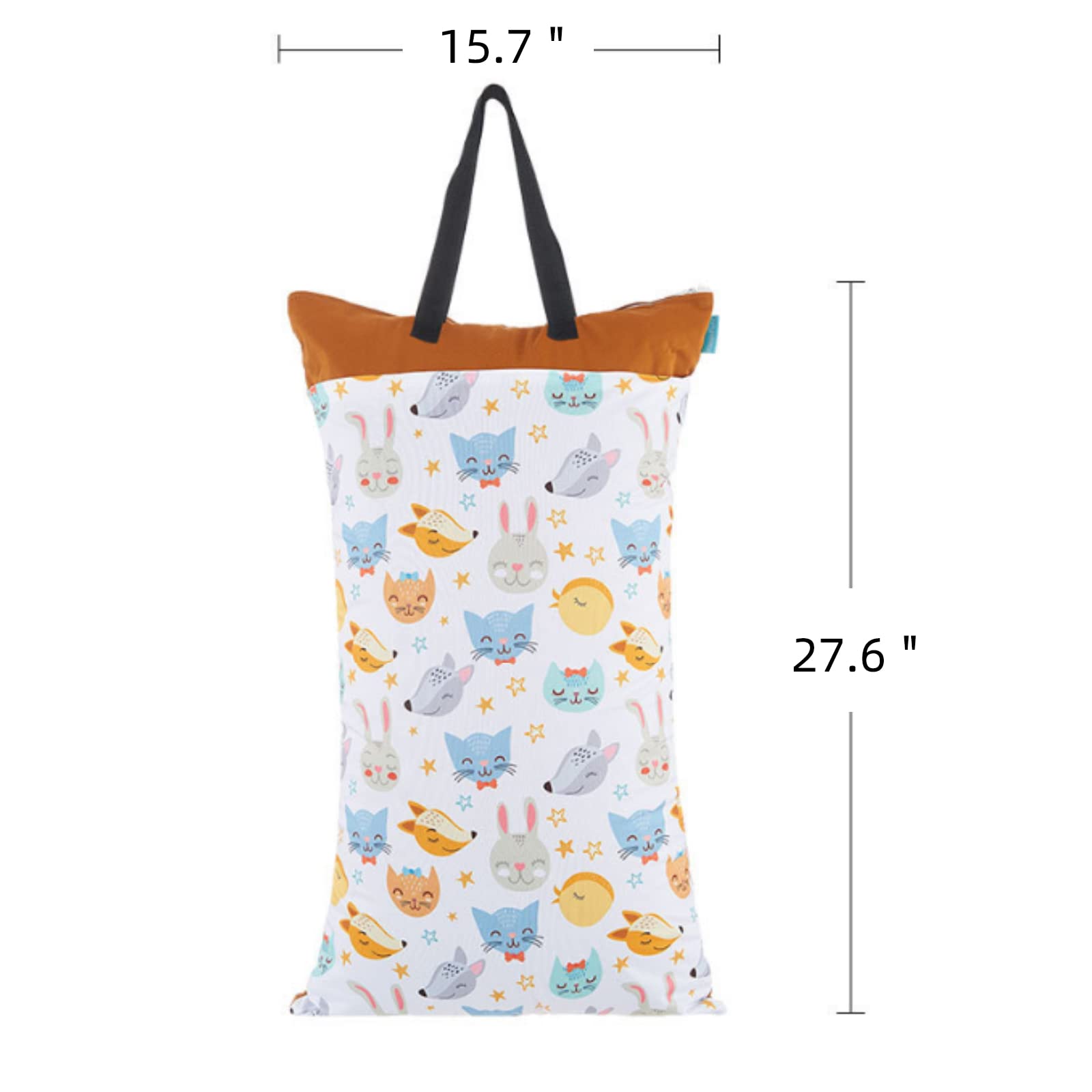 Lmbabter 2-Pack Wet Dry Bags for Baby Cloth Diapers - Waterproof Nappy Organizer Pouches & Diaper Tote (15.7x27.5in) - Perfect for Travel, Beach, Gym & Baby Essentials Storage (Style D)
