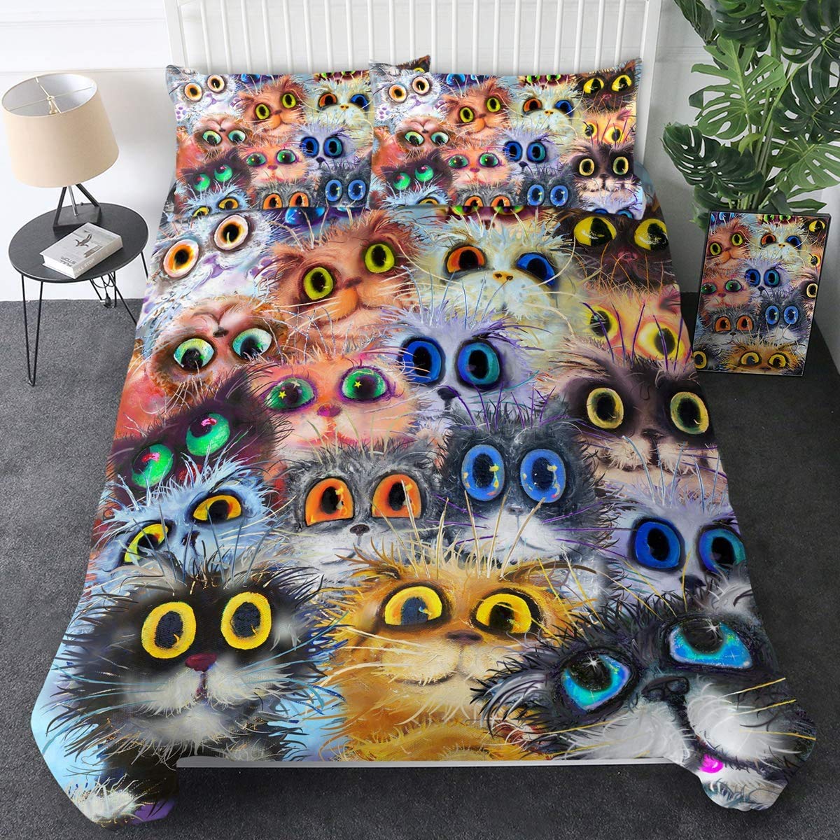 Sleepwish 3-Piece Cat Print Bedding Set for Kids - Twin Size Comforter & 2 Pillowcases (Funny Colorful Animal Design) - Perfect for Boys & Girls Bedrooms, Dorm Rooms & Sleepovers
