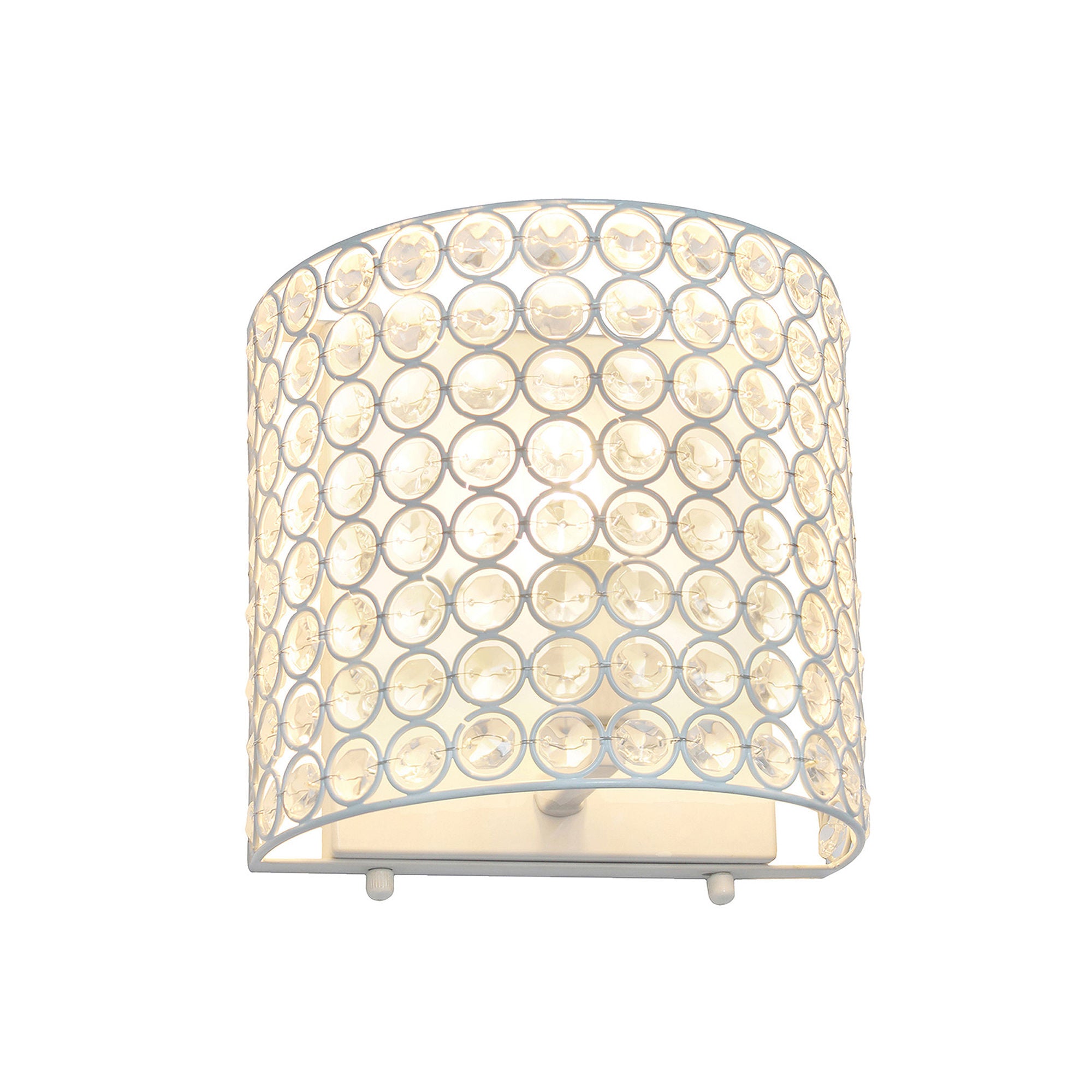 Modern Contemporary 1-Light Crystal & Metal Wall Sconce - White - National Brand - Perfect for Living Room, Bedroom, or Hallway Lighting
