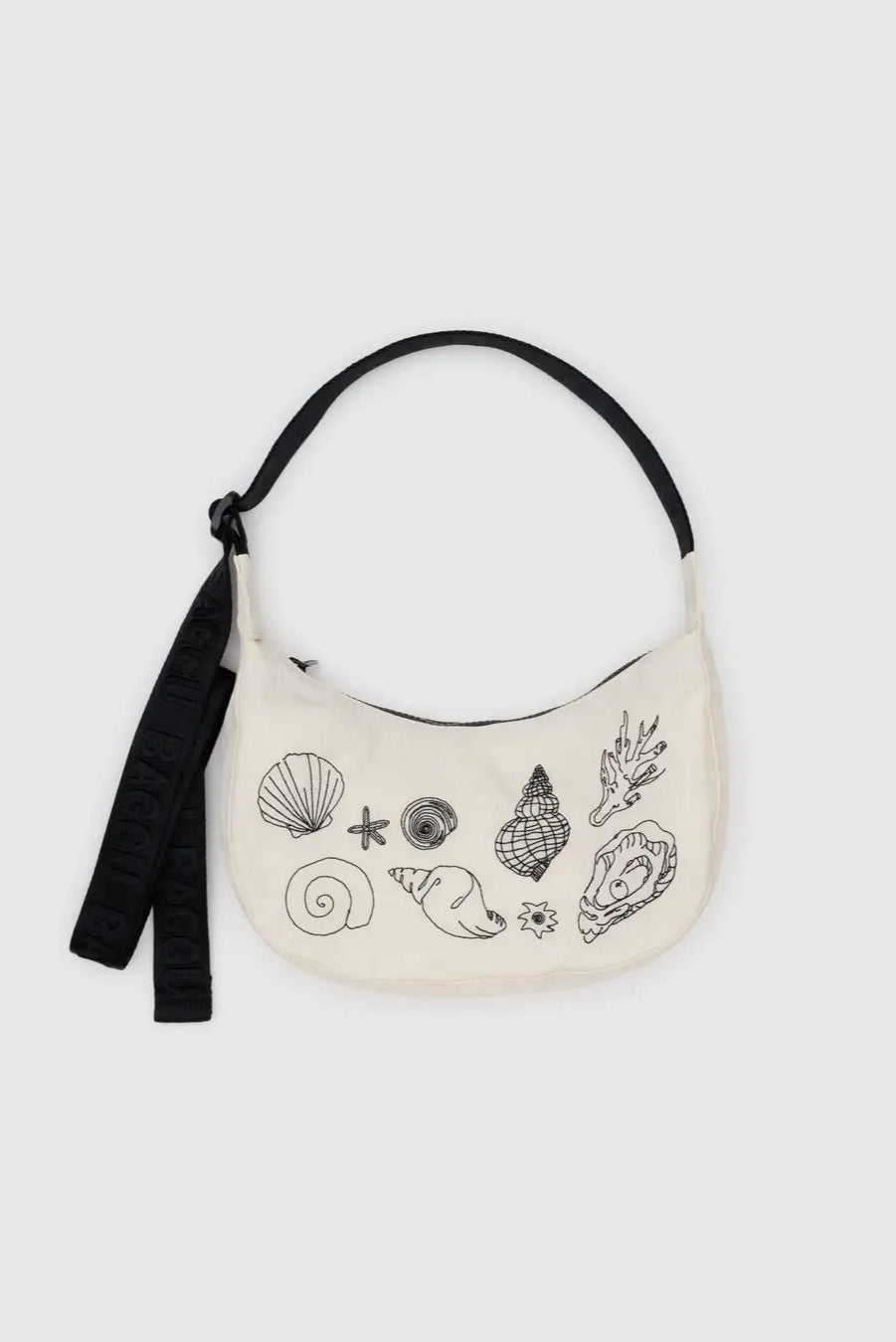 Elegant Small Crescent Bag with Embroidered Shells - Boho Chic Crossbody Purse for Women | Perfect for Beach Vacations, Music Festivals & Date Nights