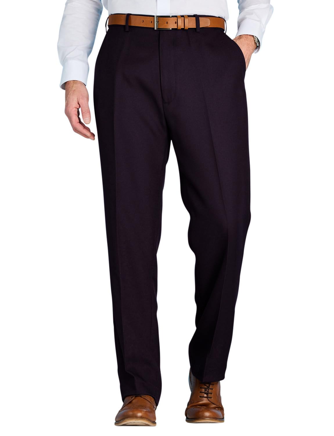 Chums Men's Stretch Waist Formal Work Pants - Comfortable Dress Slacks with Hidden Elastic Waistband for Office, Business & Professional Occasions